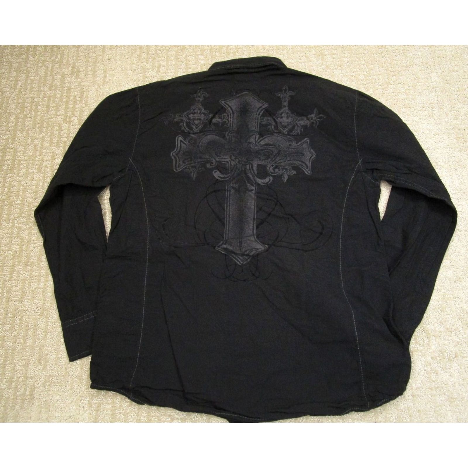 BKE BKE Shirt Men XL Black Button Up Western Snap Pockets Embroidered Cross Athletic Size US XL / EU 56 / 4 - 4 Thumbnail