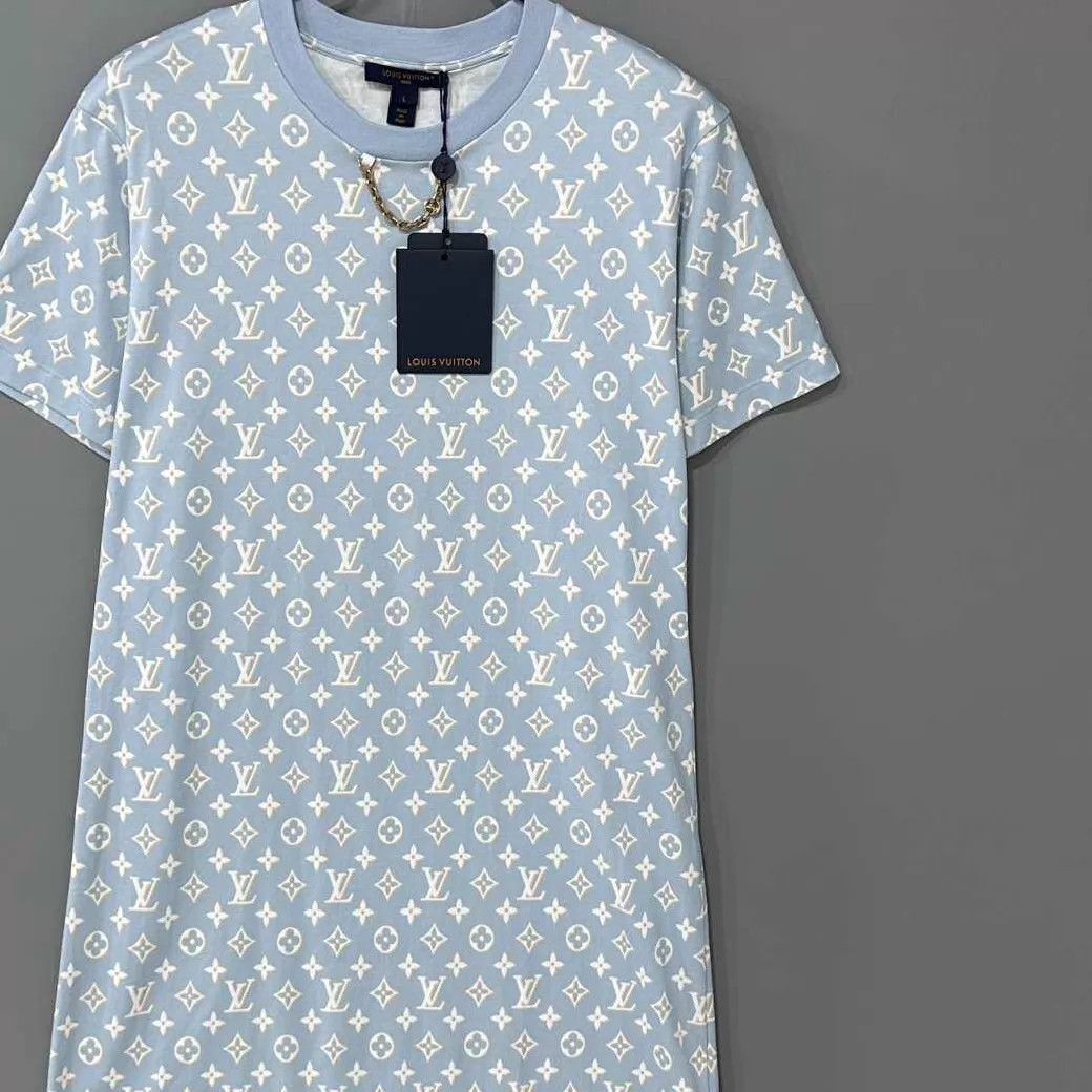 Louis Vuitton LV Monogram All-Over Light Blue Dress L New Size L / US 10 / IT 46 - 2 Thumbnail