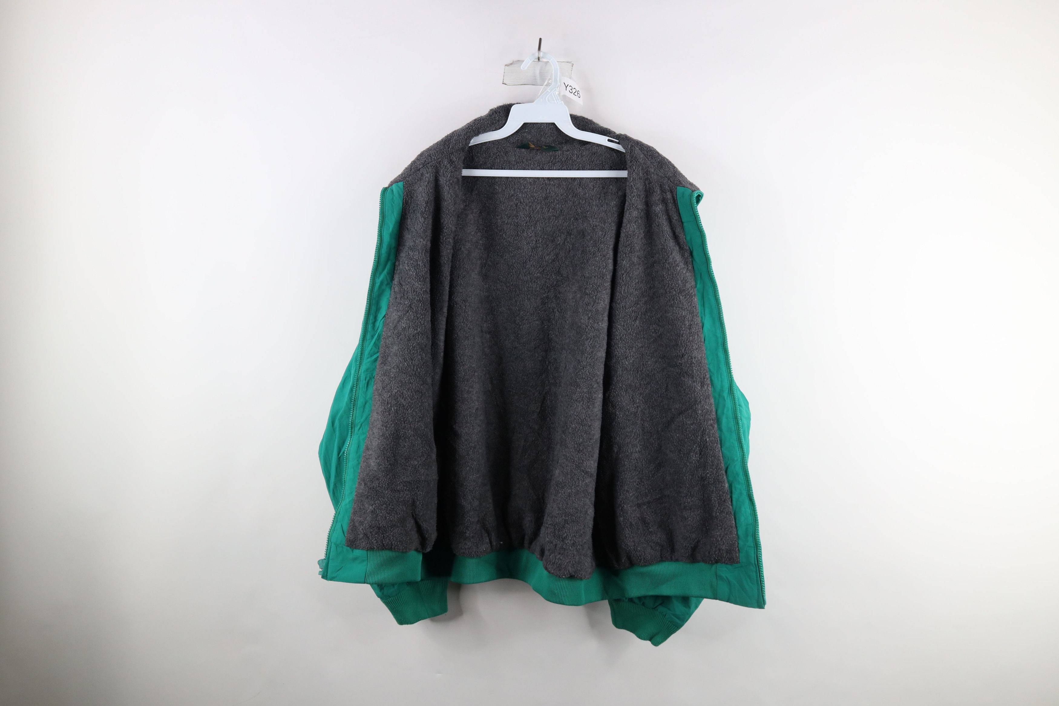 J.Crew × Vintage Vintage 90s J Crew Fleece Lined Bomber Jacket Teal Green Size ONE SIZE - 8 Thumbnail