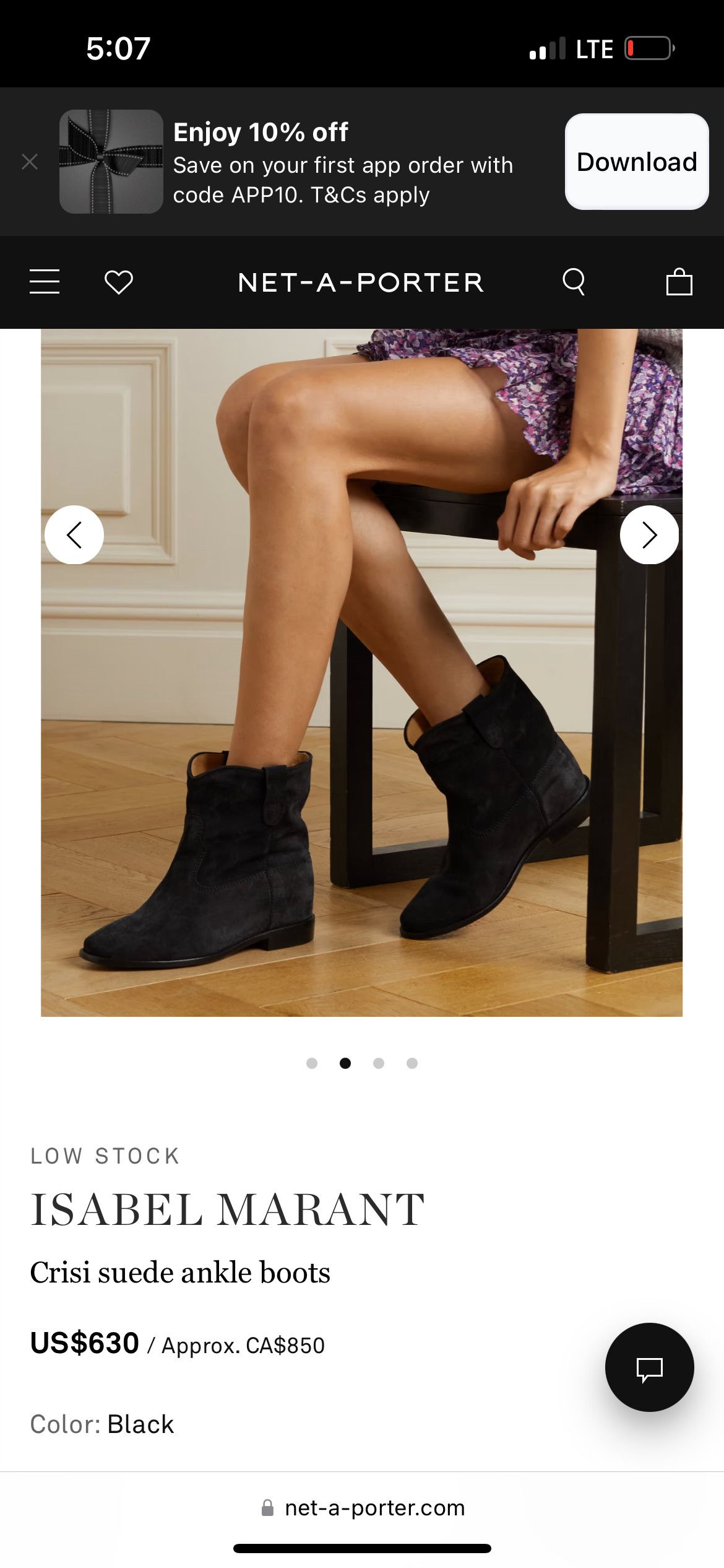 image of Isabel Marant Etoile Crisi Black Suede Boot, Women's (Size 7)