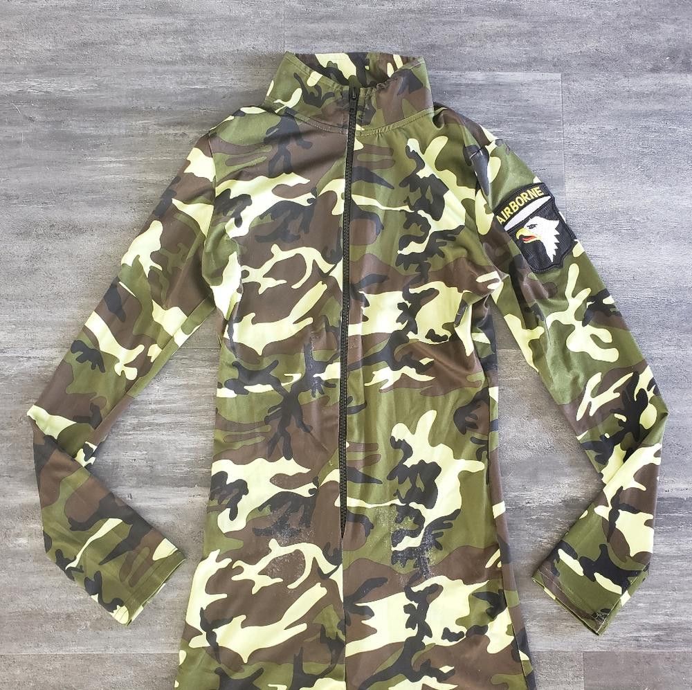 Designer Camouflage Front Zip Military Adult Costume Size ONE SIZE - 3 Thumbnail