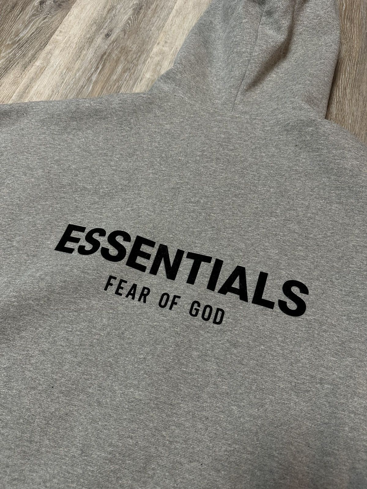 image of Essentials Back Logo Hoodie Sweatshirt Grey/gray, Men's (Size Large)