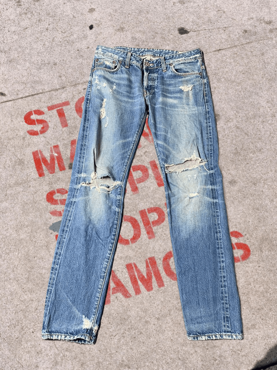 G-Star Distressed G-Star Raw Denim Faded Jeans Size US 32 / EU 48 - 1 Thumbnail