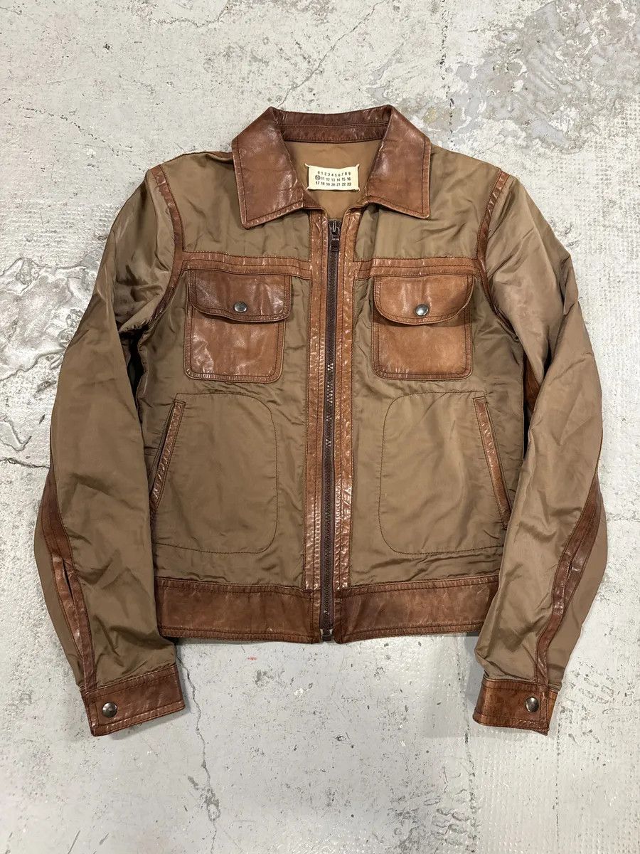 Maison Margiela SS2007 Maison Martin Margiela Brown & Khaki Hybrid Leather Jacket Size US XS / EU 42 / 0 - 5 Thumbnail