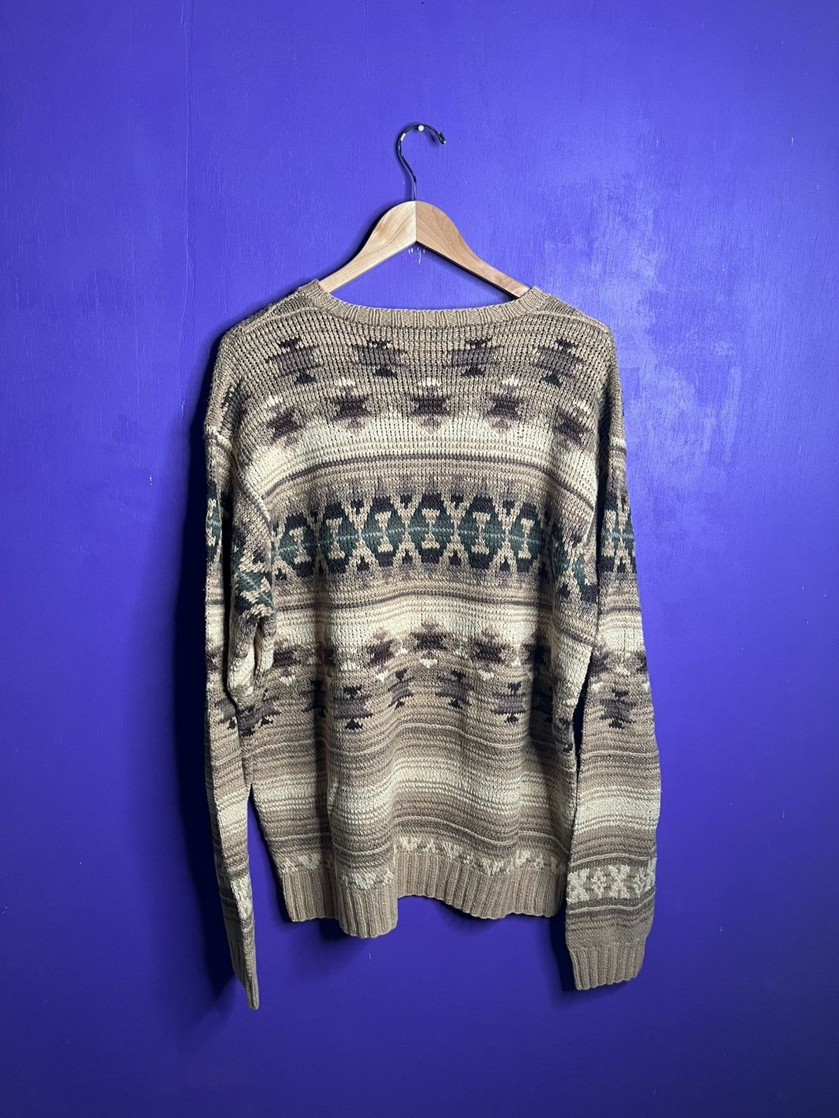 Polo Ralph Lauren × Vintage Vintage 90s Polo sport earth tones hand knit sweater Size US L / EU 52-54 / 3 - 2 Thumbnail