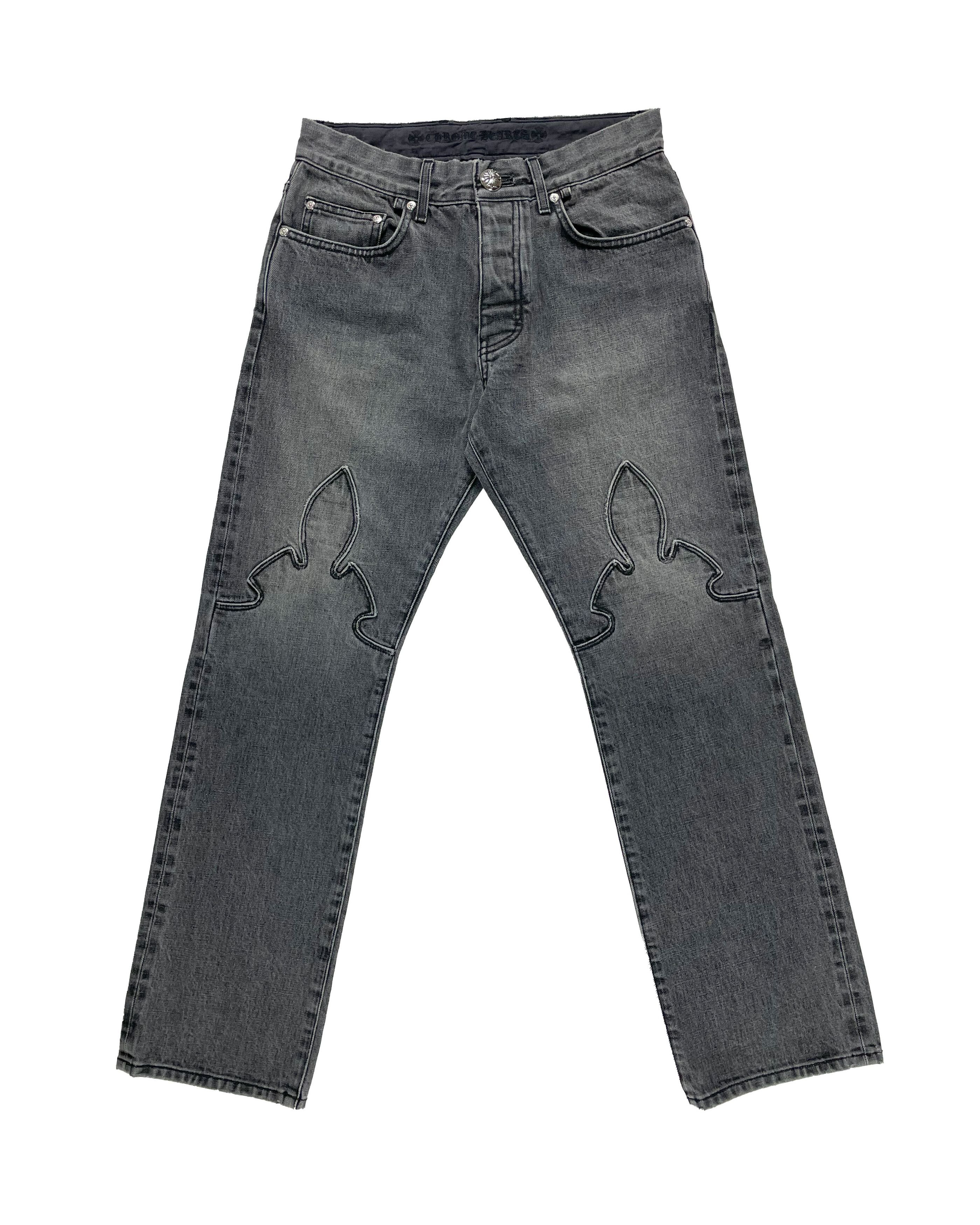 Pre-owned Chrome Hearts Fleur Knee Denim Jeans "boyscout" Grey Wash