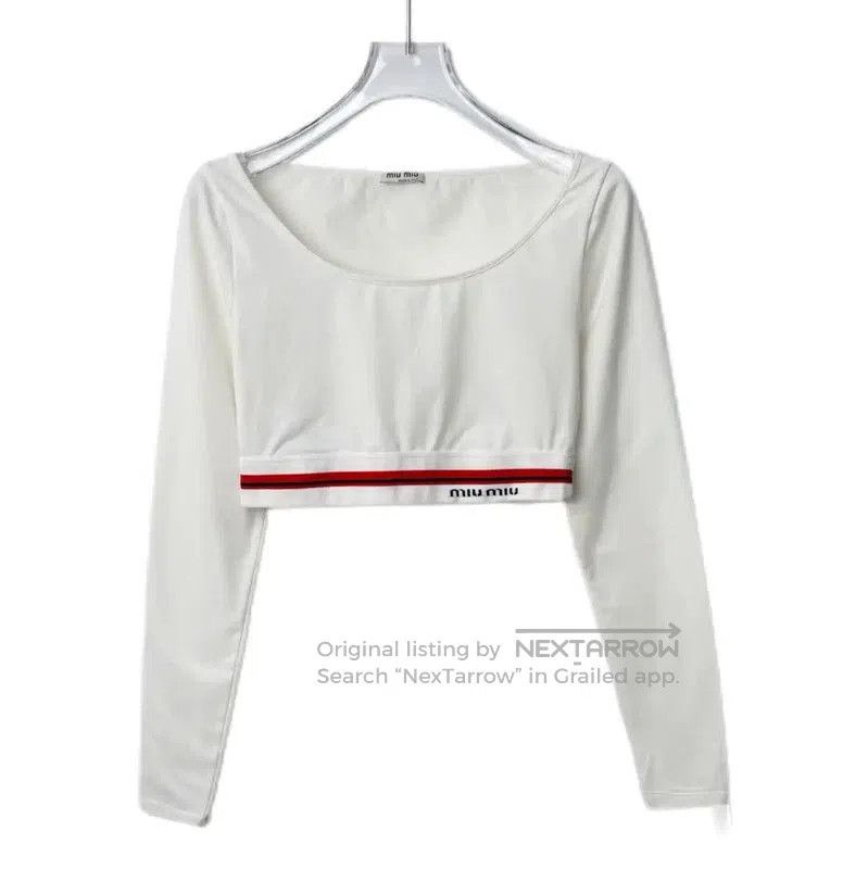 Miu Miu Miu Miu White Cotton Blend Cropped Sweatshirt . Size S / US 4 / IT 40 - 1 Thumbnail