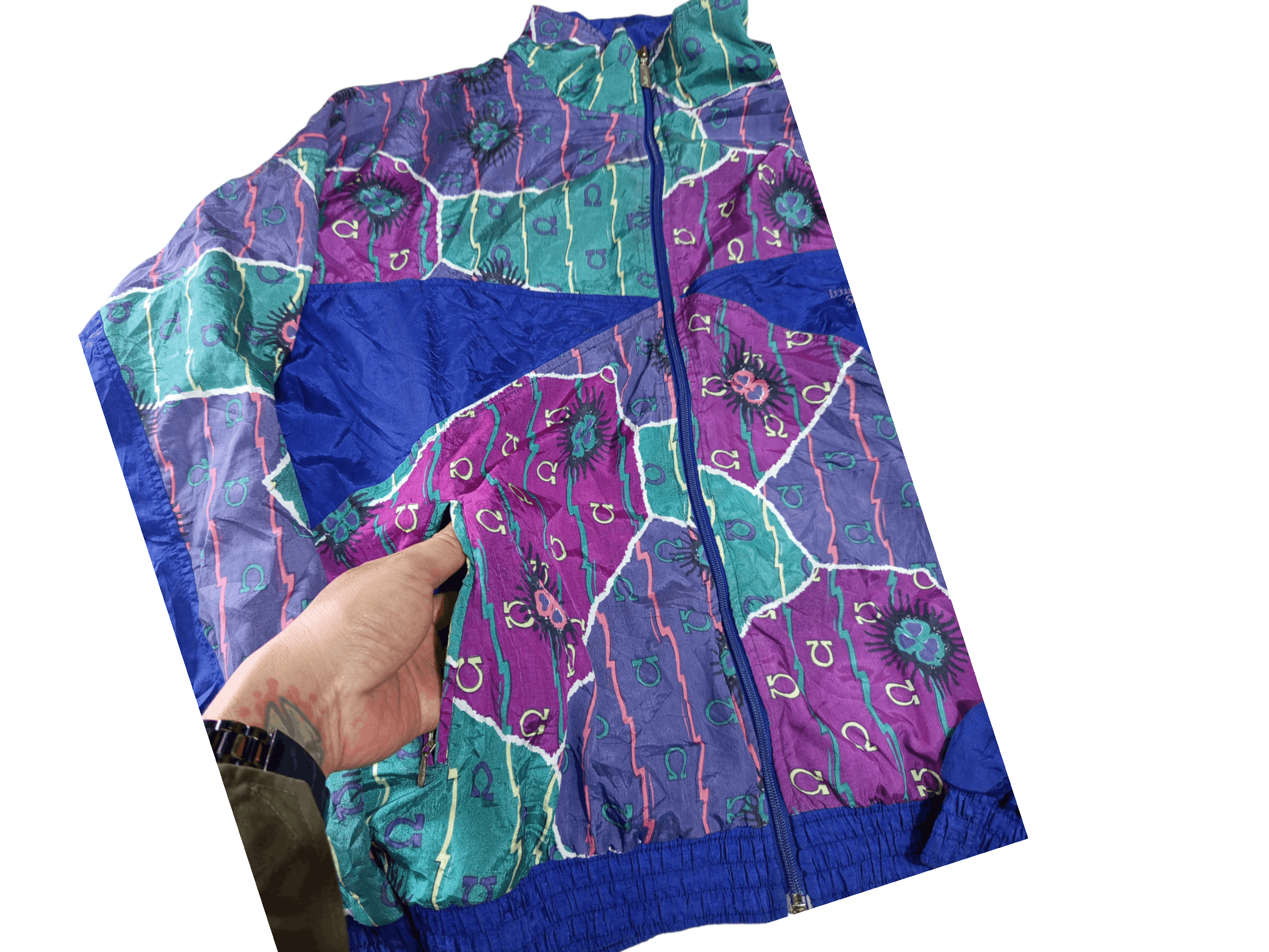 Vintage 1990s Triumph International Geometric Windbreaker Jacket Size US L / EU 52-54 / 3 - 4 Thumbnail