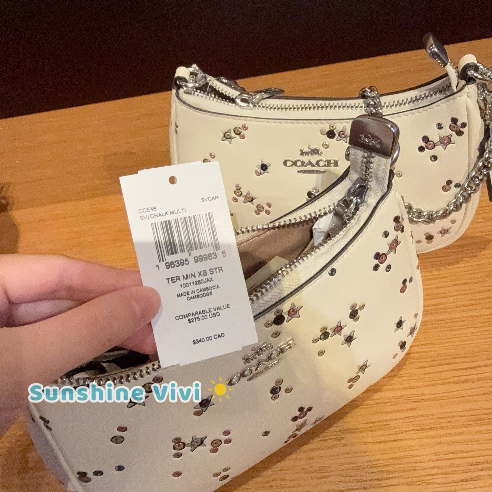 Coach NWT Coach Teri Mini Crossbody Bag Star CCE46 Silver Chalk Size ONE SIZE - 7 Thumbnail