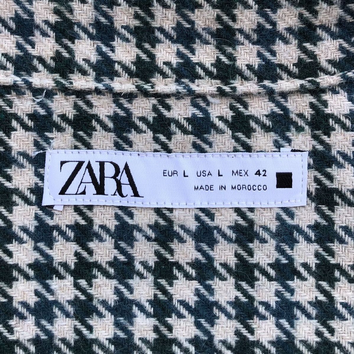 Zara ZARA Green and Beige Houndstooth Shirt Jacket Size US L / EU 52-54 / 3 - 14 Thumbnail