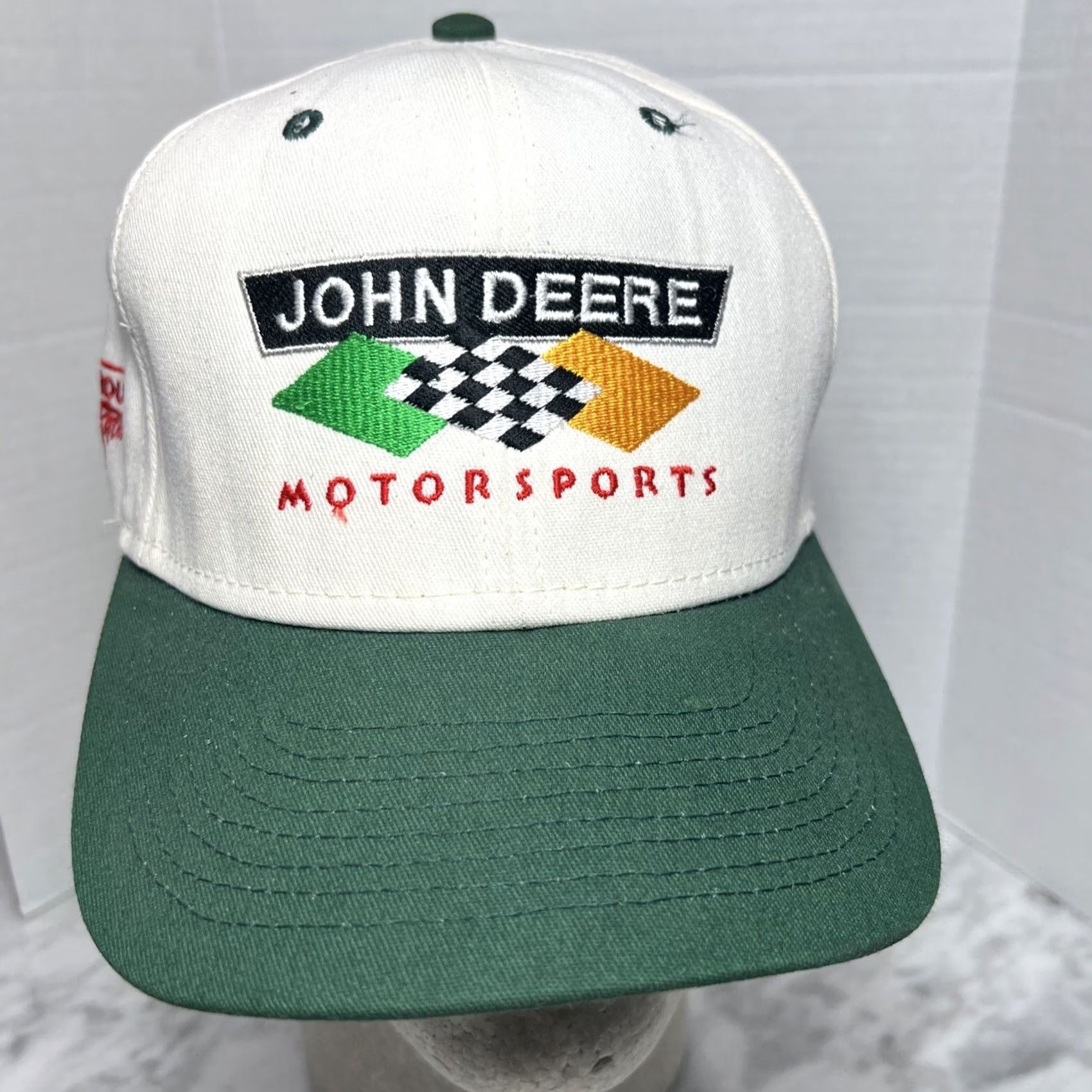 John Deere VINTAGE John Deere Motorsports Hat Snapback Roush Racing Chad Little Checkered Flag Mens Size ONE SIZE - 2 Thumbnail