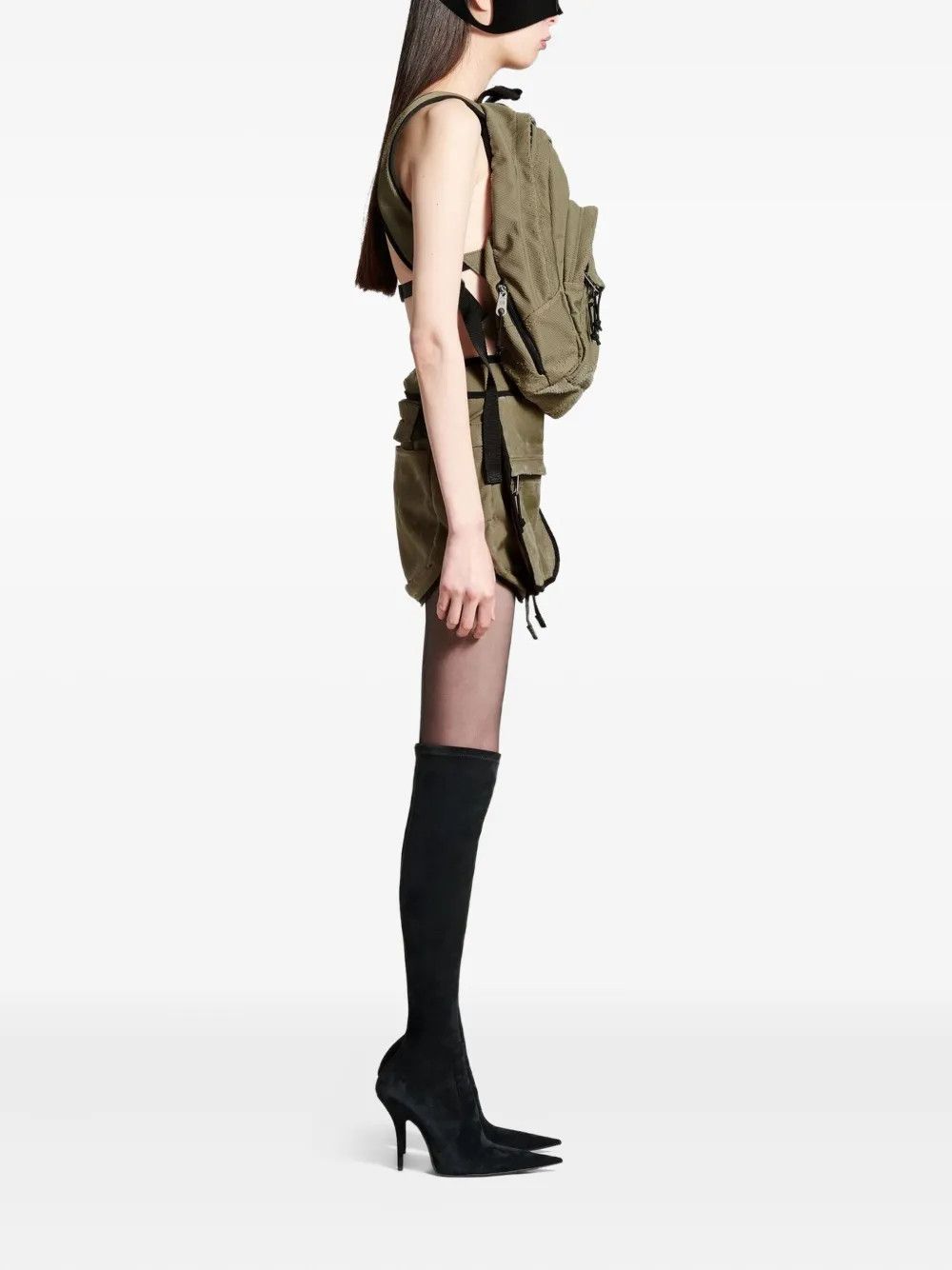 Balenciaga o1s1wg110326 Mini Bag Skirt in Olive Green Size 26" / US 2 / IT 38 - 3 Thumbnail