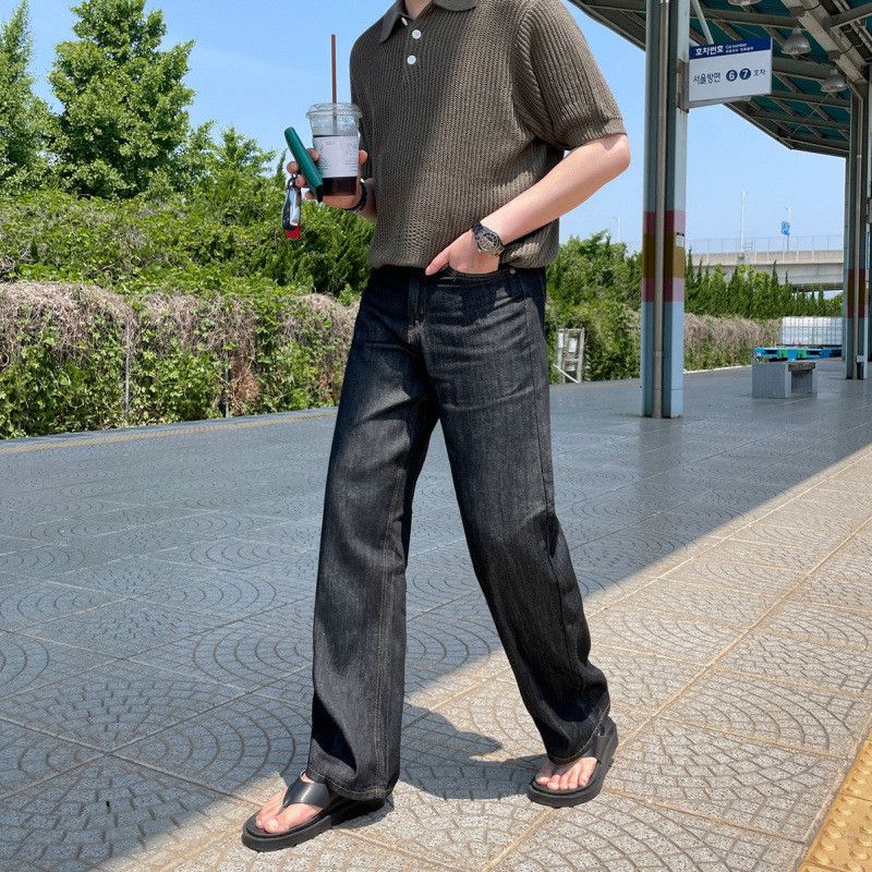Japanese Brand × Jean Retro black loose wide leg straight leg jeans Size US 32 / EU 48 - 3 Thumbnail