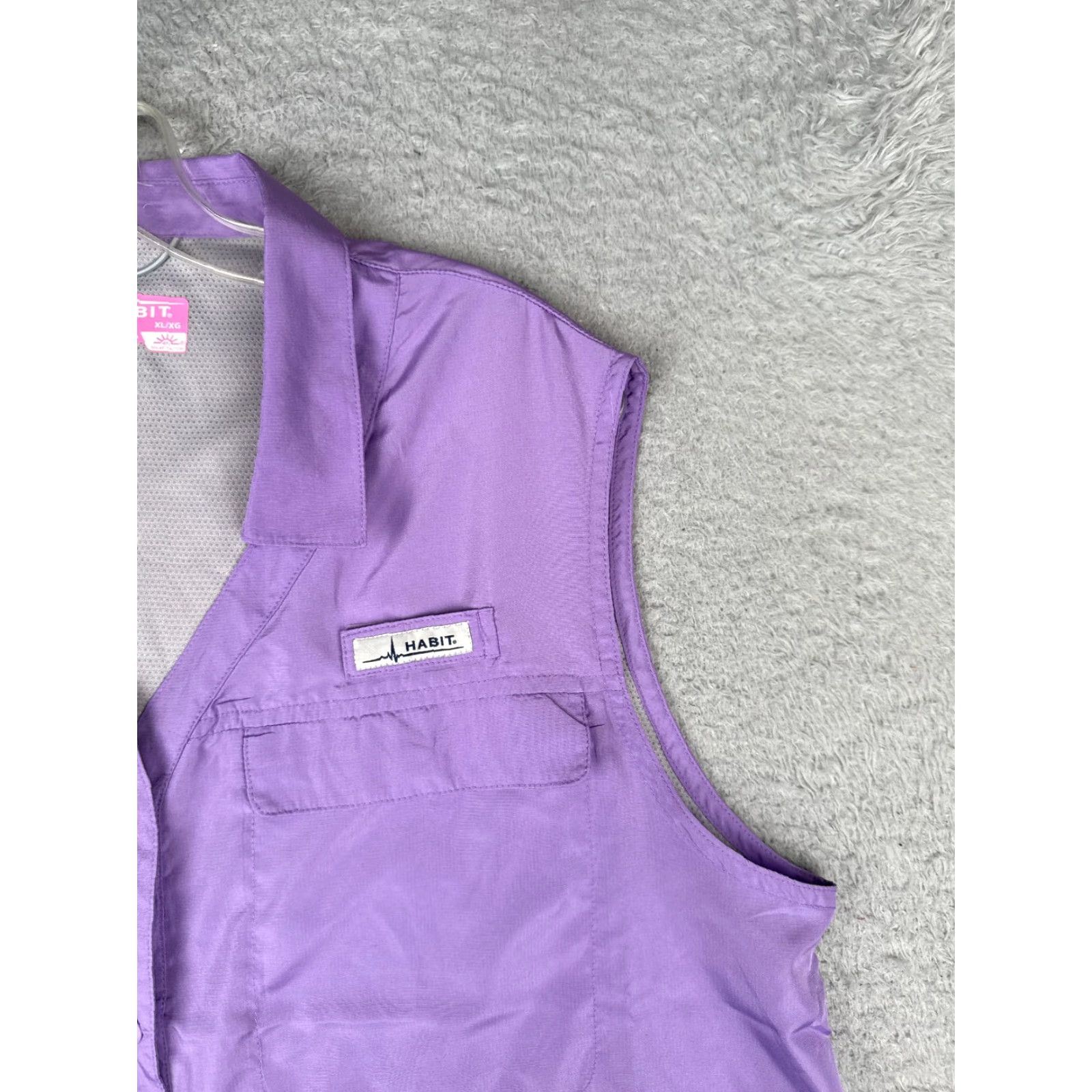 Habitat Habit Shirt Women Button-Up Sleeveless Purple Extra Large Vented Angler Fish Casual Workwear Summer Spring Breathing Pockets Size S / US 4 / IT 40 - 2 Thumbnail