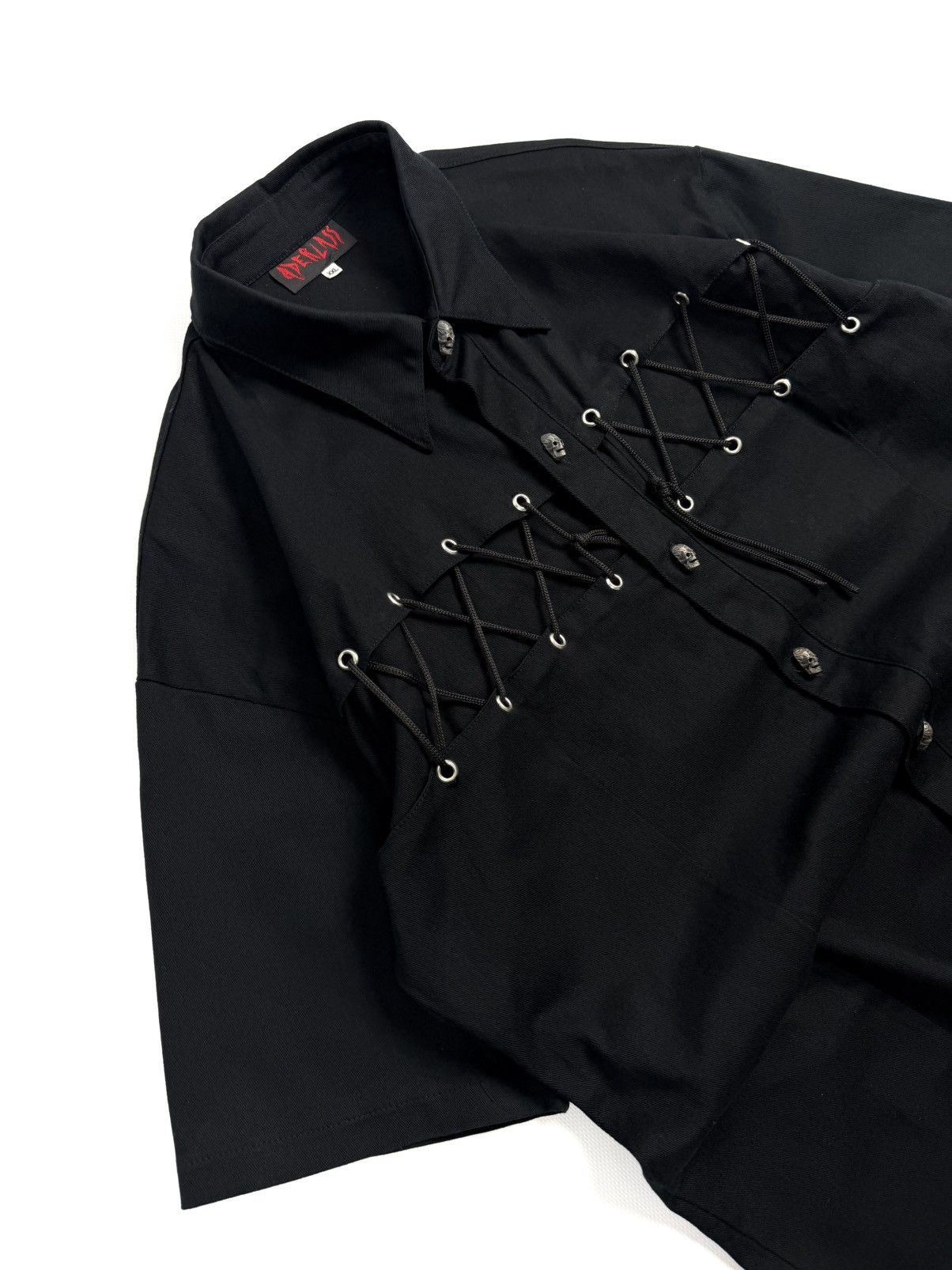 Killstar Aderlass Gothic Punk Shirt Skull Buttons Lace Up Avant Garde Size US XXL / EU 58 / 5 - 8 Thumbnail