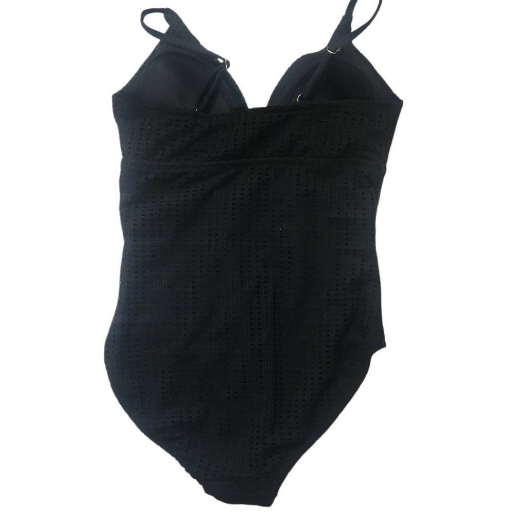 Merona Merona Women's Size Medium Black Crochet One Piece Bathing S Size ONE SIZE - 3 Thumbnail