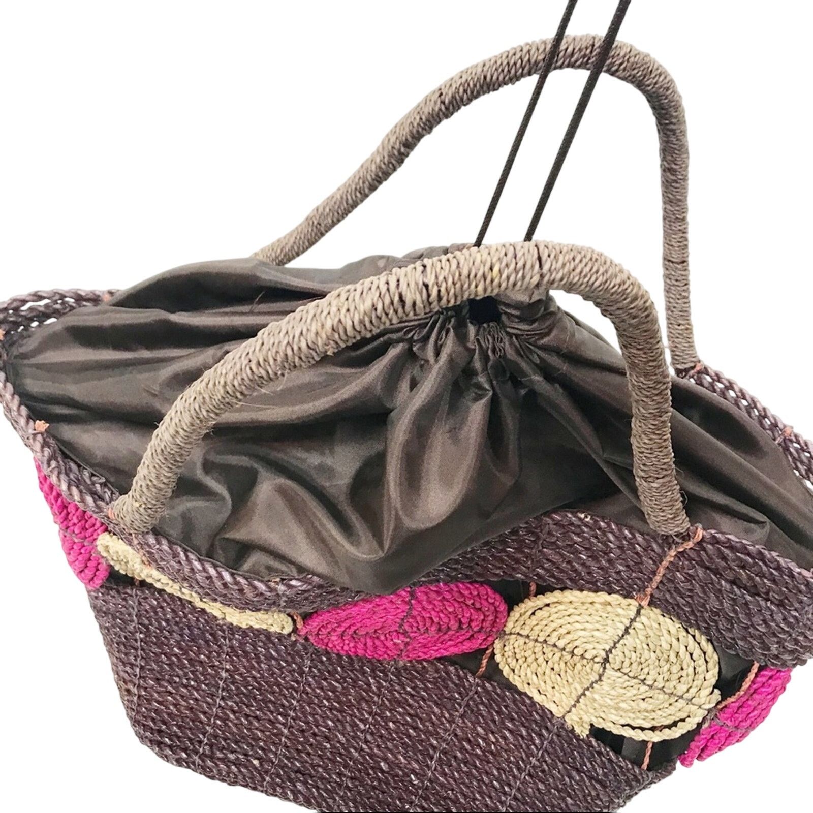 Other Braided Straw Bag Circle Detail Drawstring Closure Size ONE SIZE - 5 Thumbnail