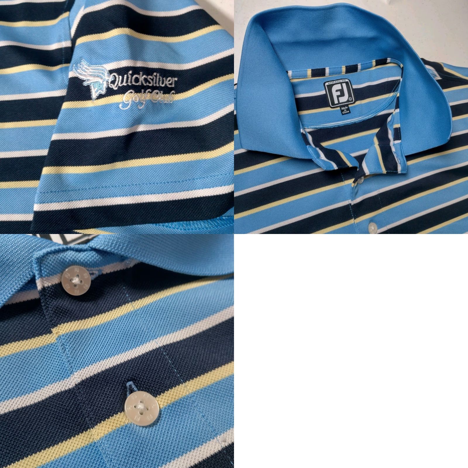 Footjoy FootJoy Polo Shirt Men L Striped Blue Polyester Blend Embroidered Quicksilver Golf Club Vintage PA Country Club Golf Size US L / EU 52-54 / 3 - 9 Thumbnail