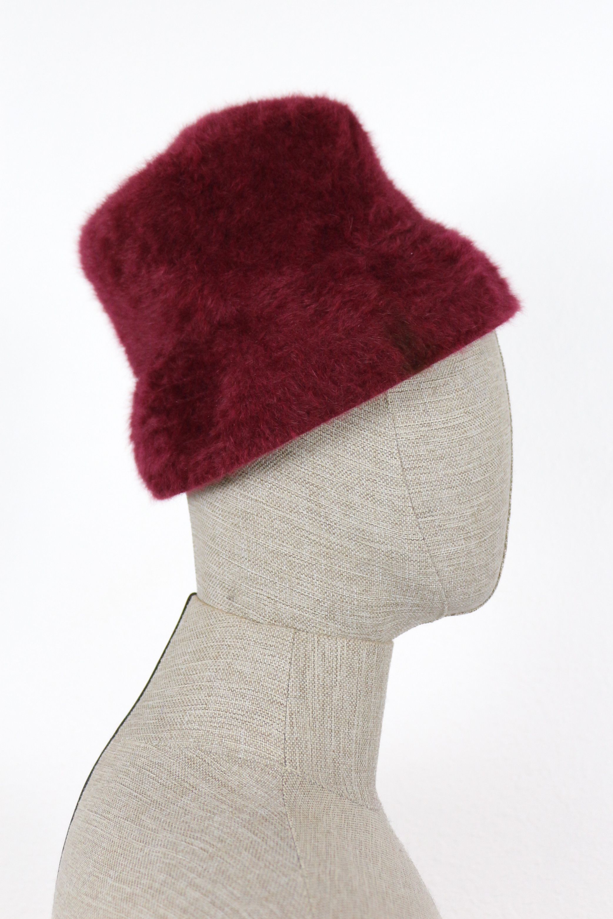 Kangol × Vintage Kangol Burgundy Angora Fur Bucket Hat NZ Size ONE SIZE - 2 Thumbnail