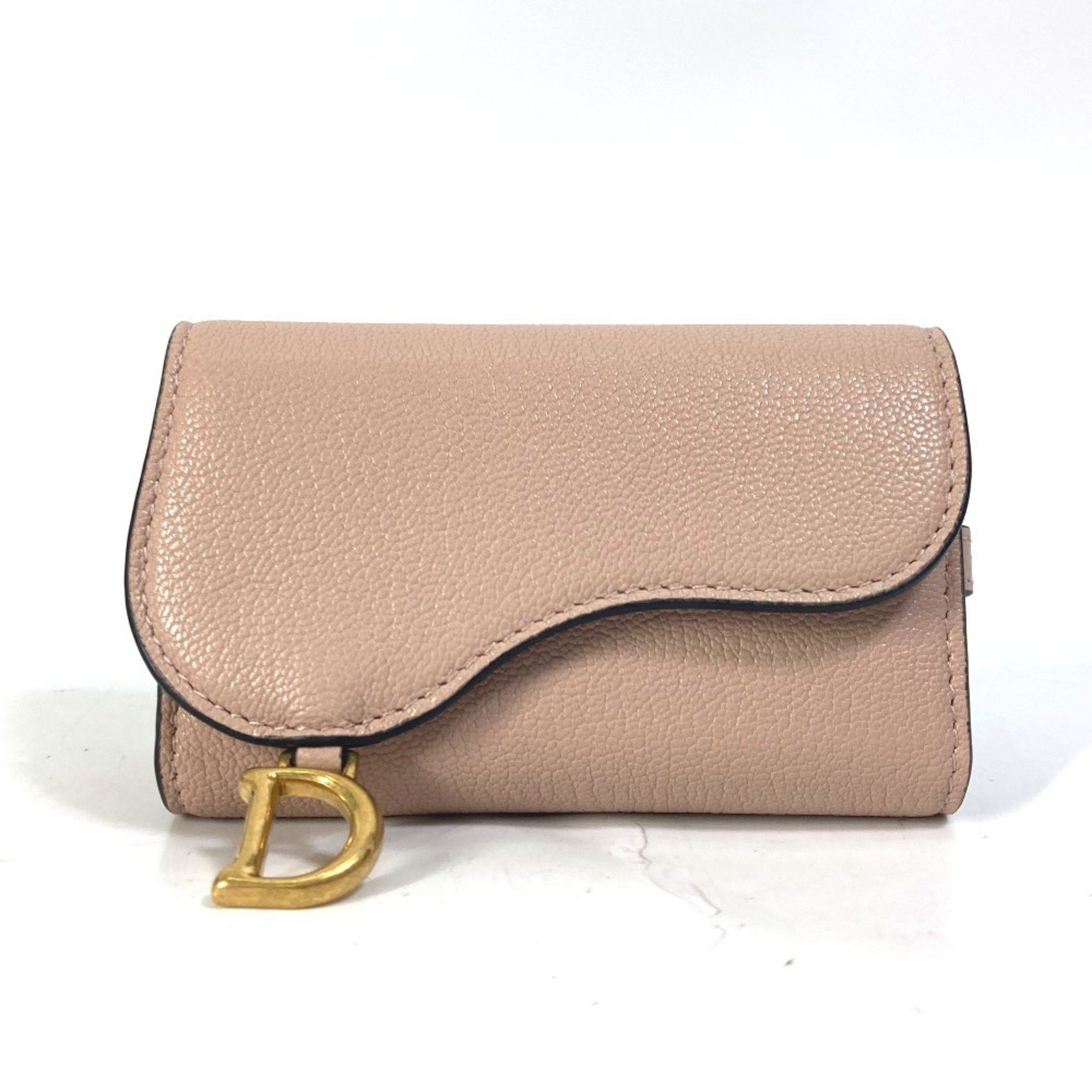 Christian Dior Dior S5695CCEH Saddle Key Case with 4 Keys and Ring Leather Women's Pink