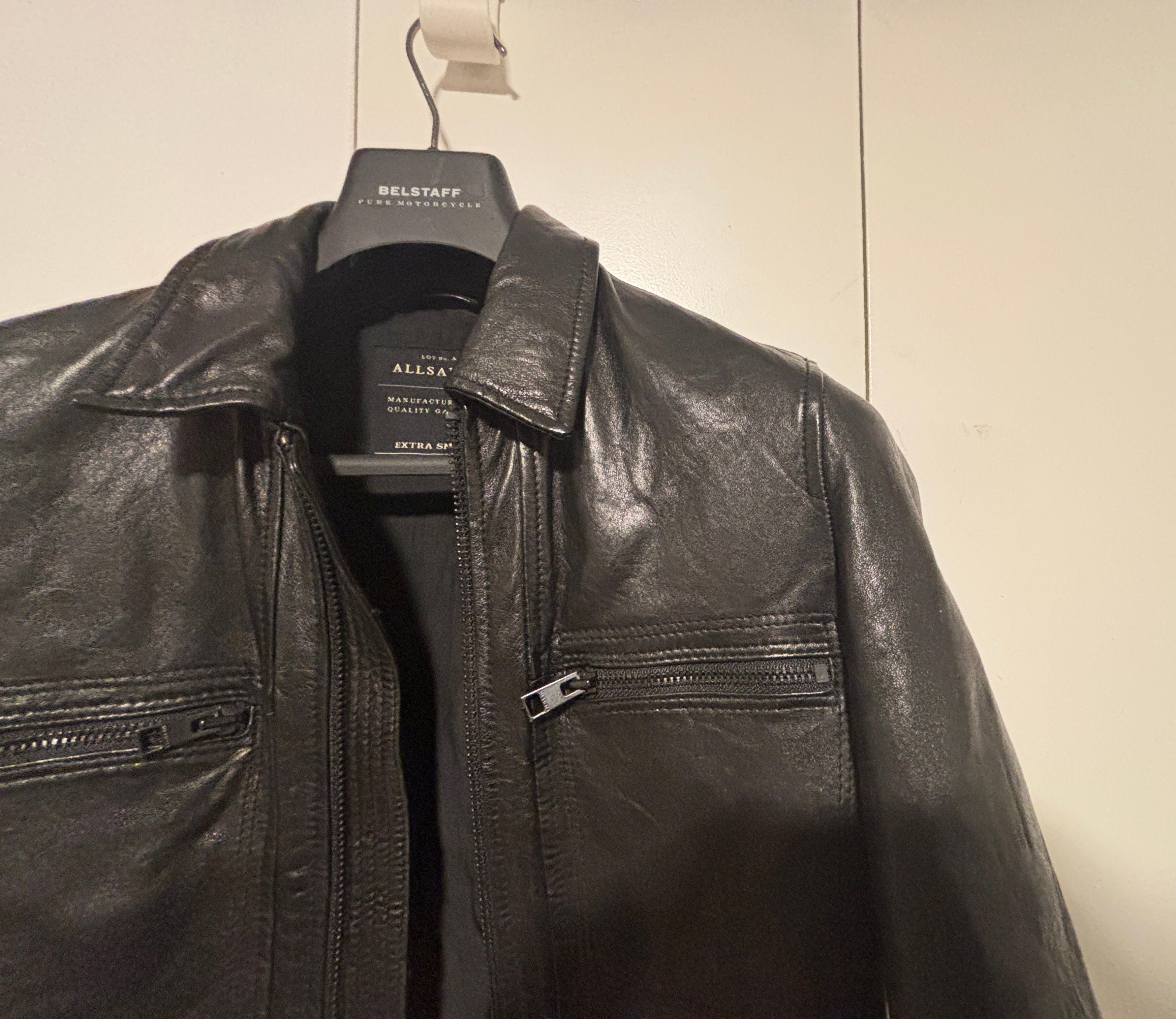 Allsaints $625 Black Leather Track Jacket - XS - Small Size US XS / EU 42 / 0 - 11 Thumbnail