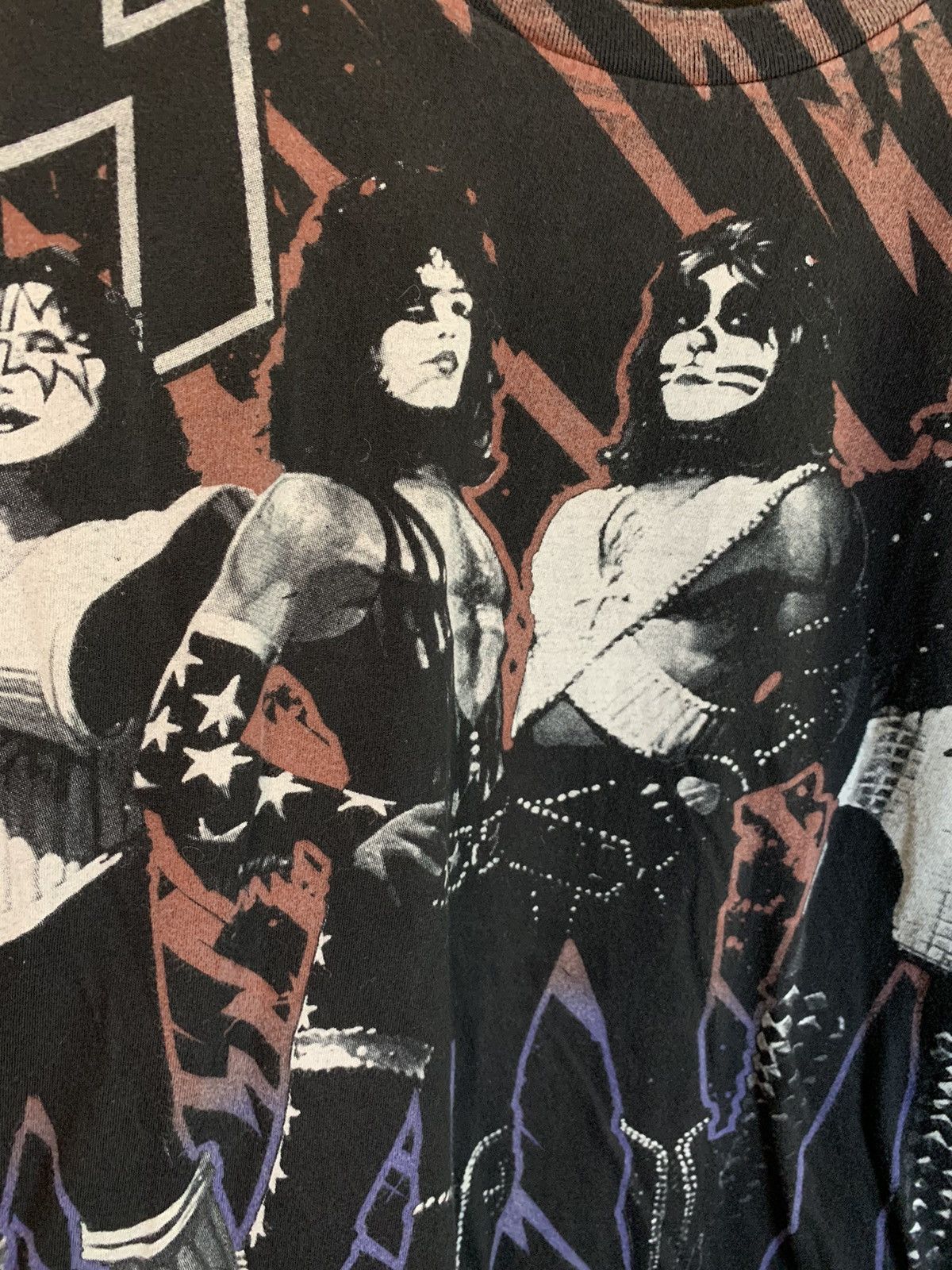 Band Tees × KISS × Vintage *RARE* Vintage KISS AOP Lightning Thunder AOP Band T-Shirt Size US S / EU 44-46 / 1 - 4 Thumbnail