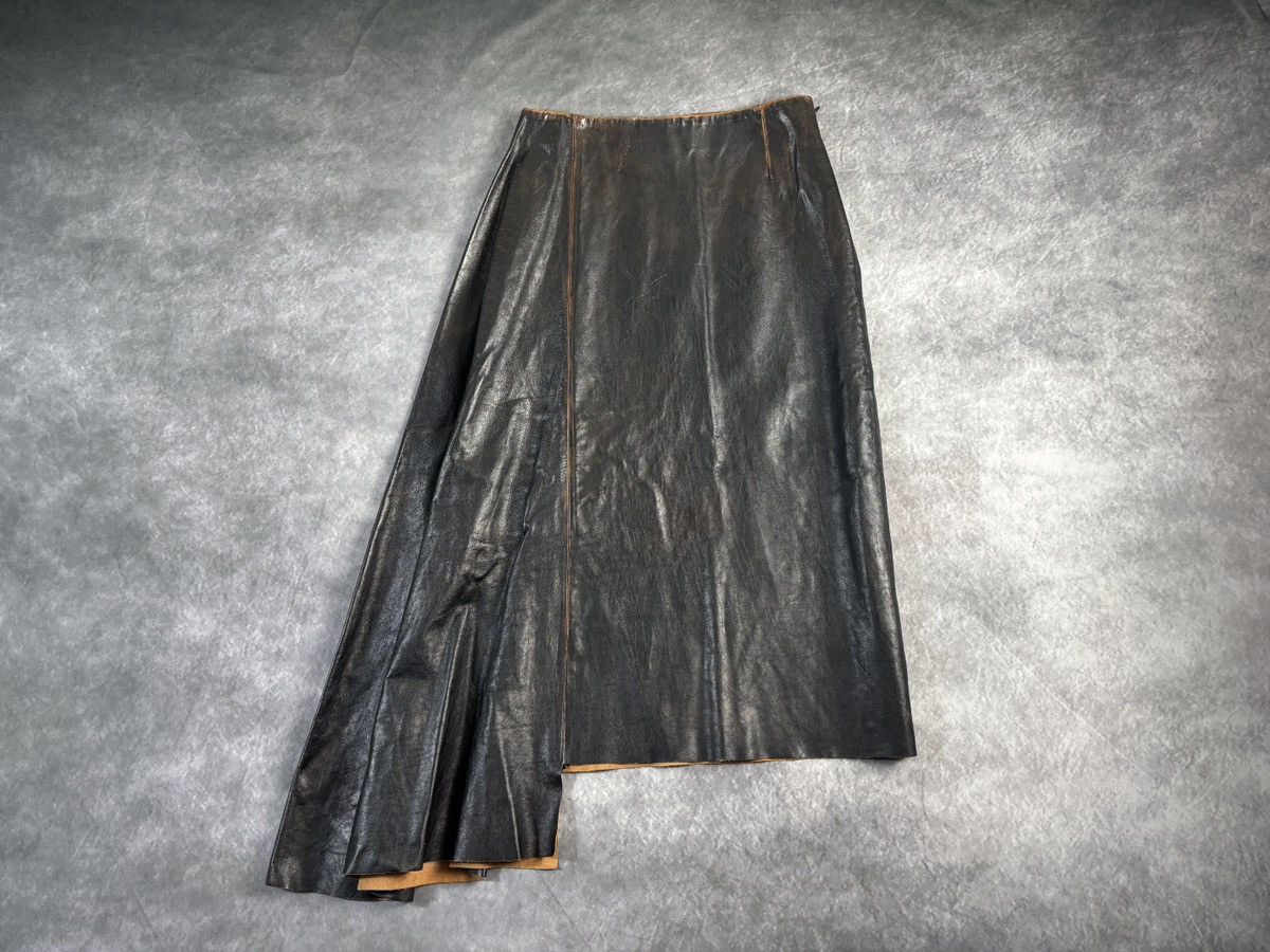 Prada F/W 2013 Prada Leather Skirt Runway Asymmetrical Maxi Long Size 27" / US 4 / IT 40 - 25 Thumbnail