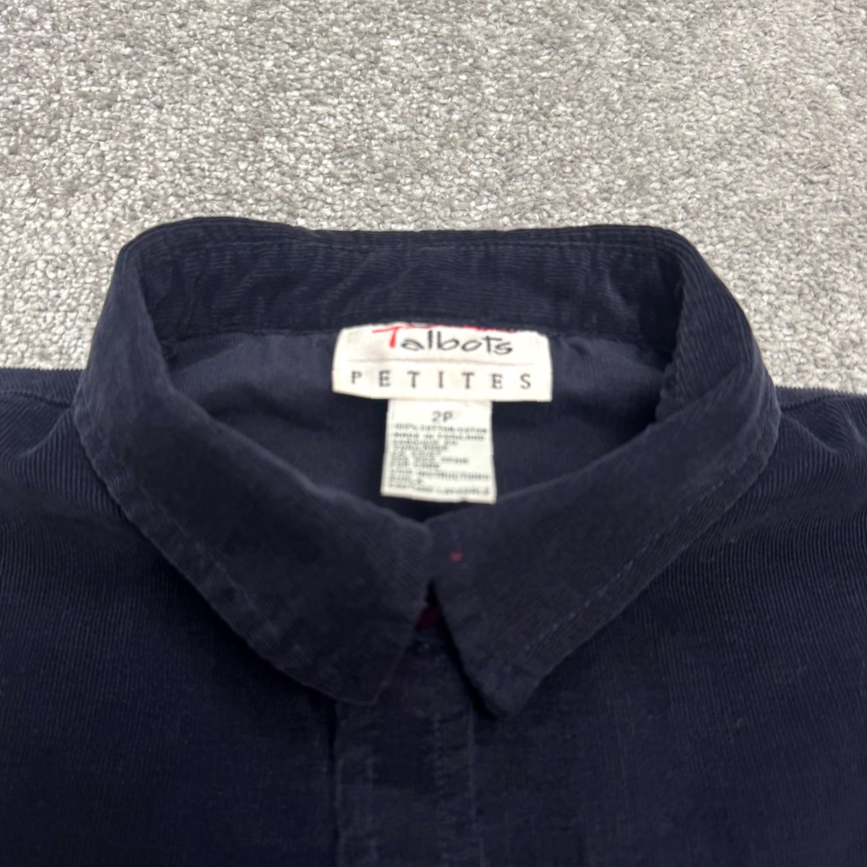 Talbots VINTAGE Talbots Corduroy Shirt Dress Women’s Midi Casual Spring Summer Fall Winter 2P Navy Blue Size XS / US 0-2 / IT 36-38 - 5 Thumbnail