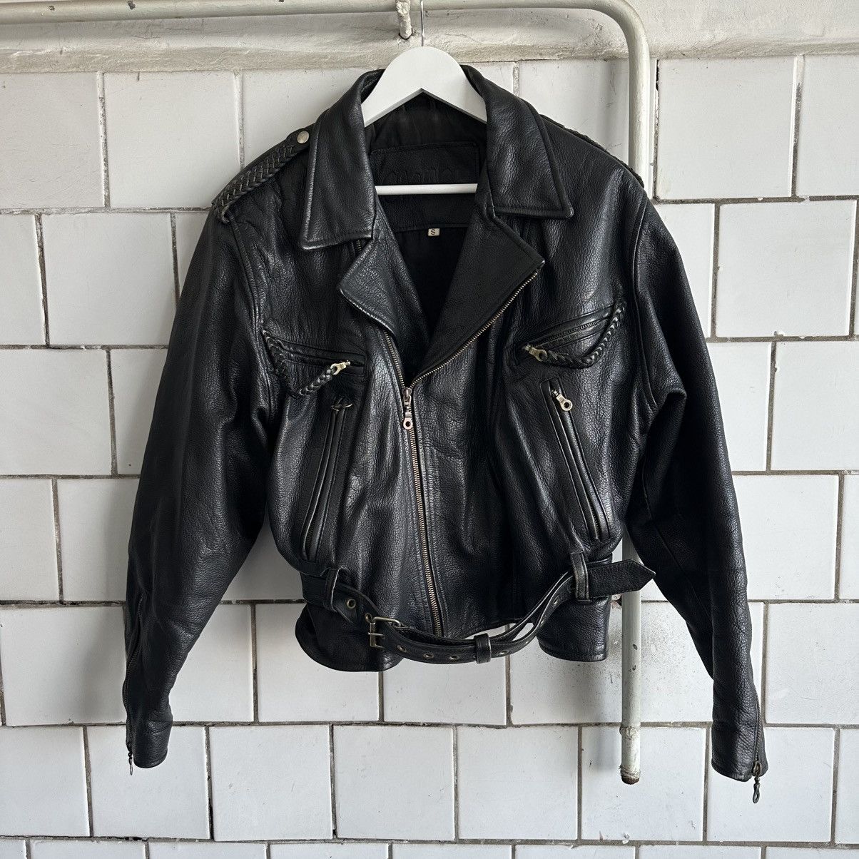 Designer × Japanese Brand Vintage Japanese Style Smash Leather Jacket Y2K Crazy Fit Size US S / EU 44-46 / 1 - 1 Thumbnail