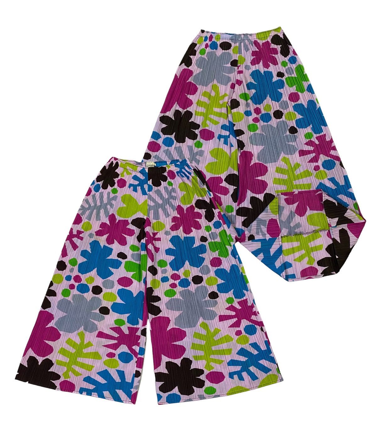 Issey Miyake Pleats Please Pleated Wide-Leg Flower Pattern Pants Size 28" / US 6 / IT 42 - 1 Thumbnail