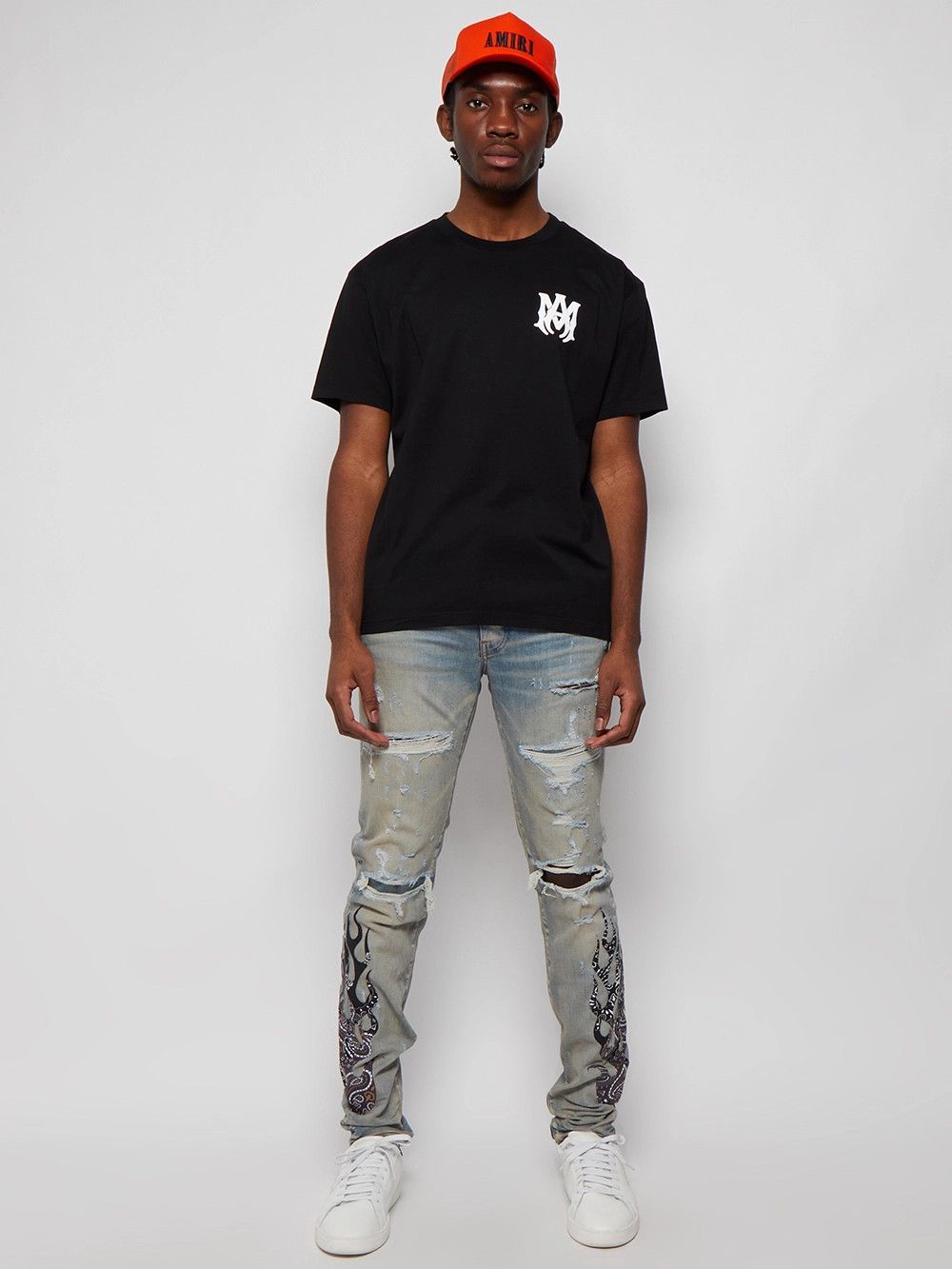 Amiri o1mle0426 Bandana Flame Jeans in Blue/Black Size US 38 / EU 54 - 1 Thumbnail