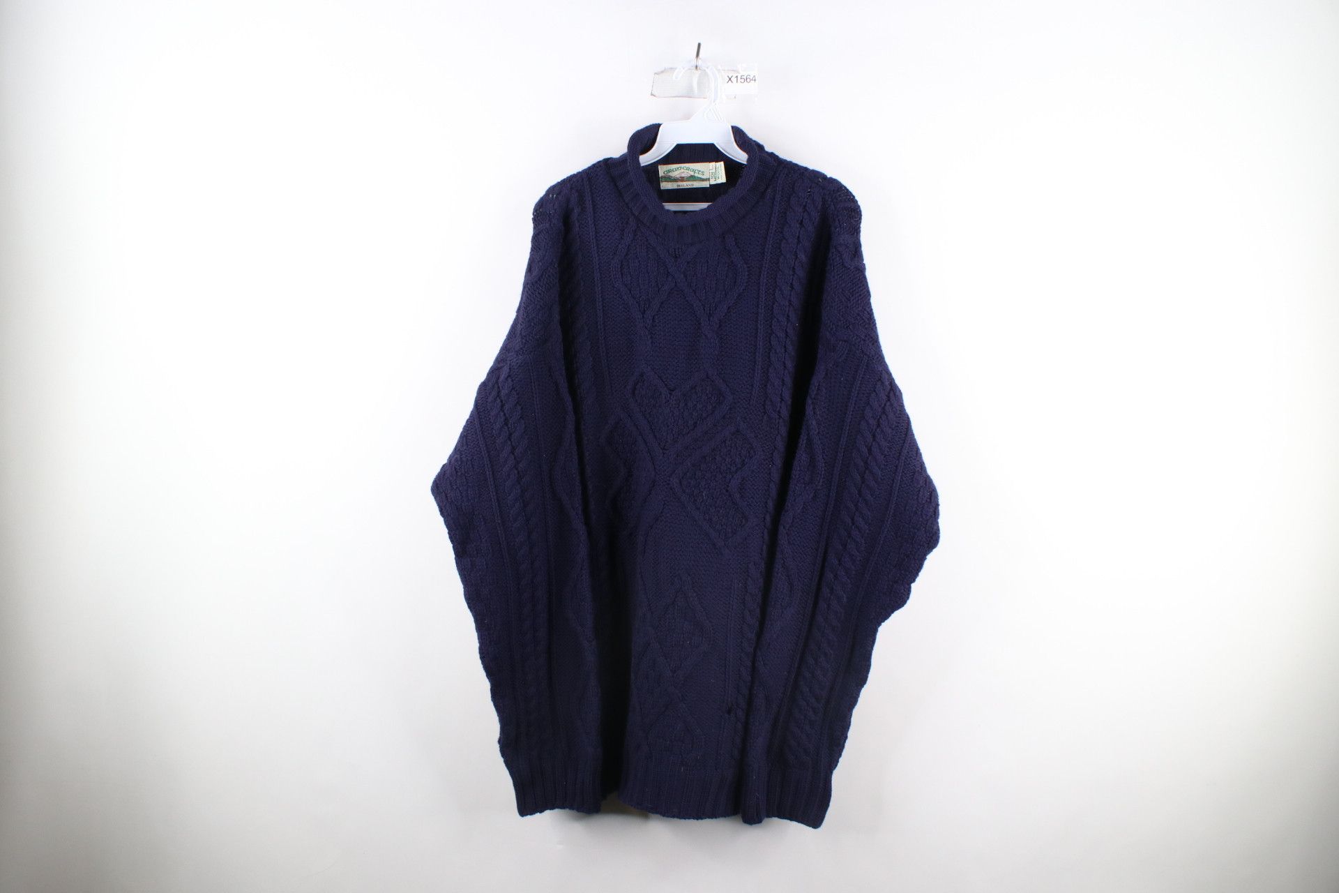 Vintage Vintage 90s Wool Chunky Cable Knit Marled Fisherman Sweater Size US L / EU 52-54 / 3 - 1 Thumbnail