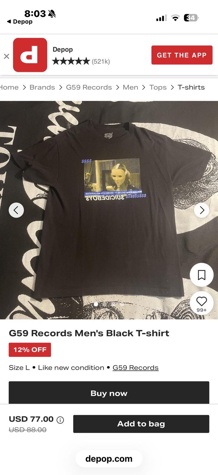 G59 Records Materialism as a Means to an End G59 $uicideboy$ tee Size US XL / EU 56 / 4 - 1 Thumbnail