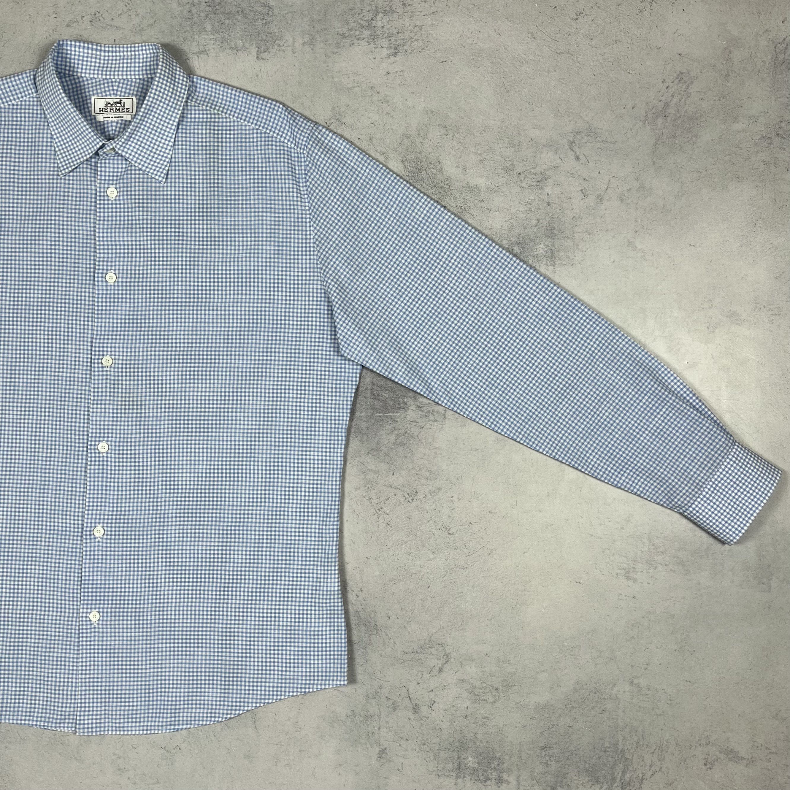 Hermes Hermes Paris Long Sleeve Button Up Checkered Shirt Size US L / EU 52-54 / 3 - 3 Thumbnail