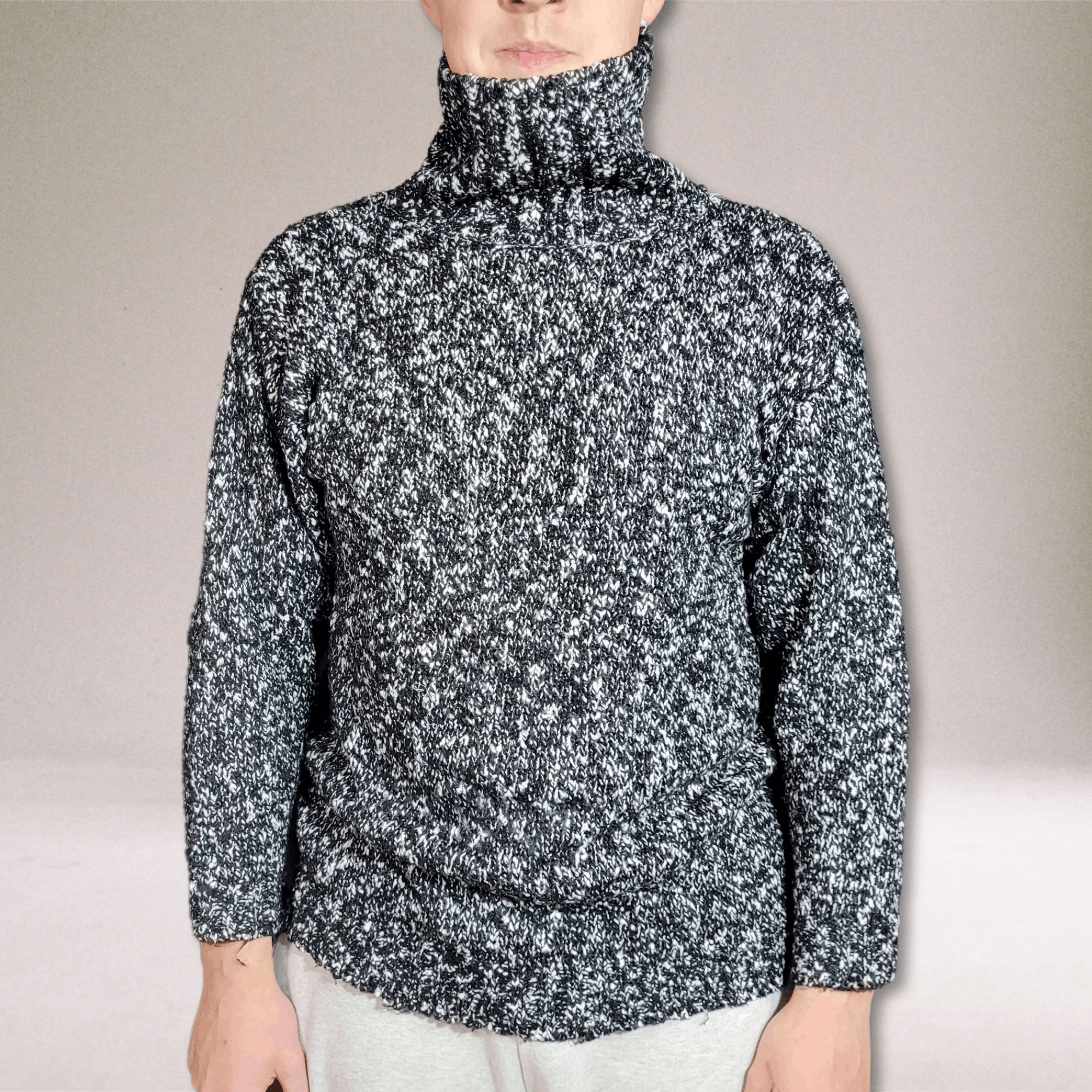 Vintage Knitted Black and White High Neck sweater