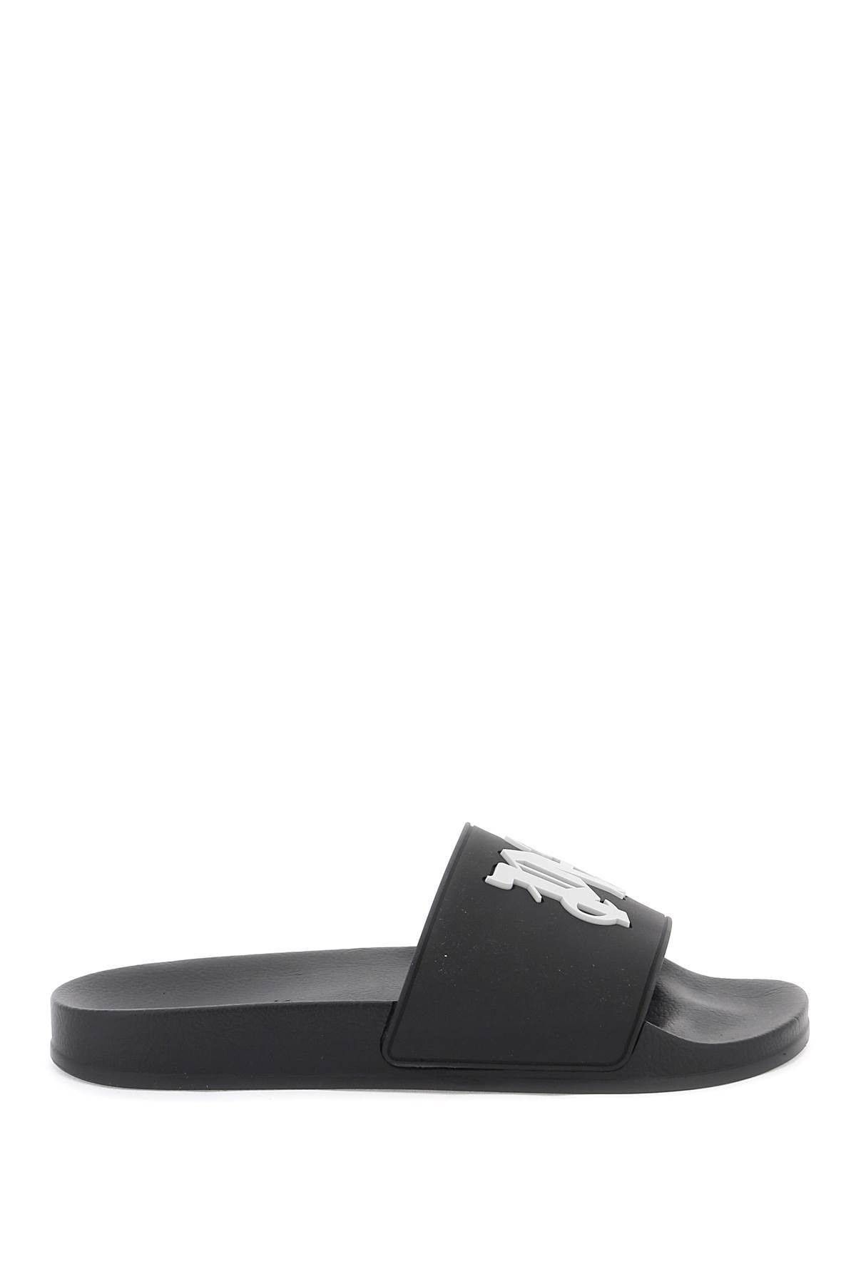 image of Palm Angels Monogram Slides Size Eu 44 For Men in Nero