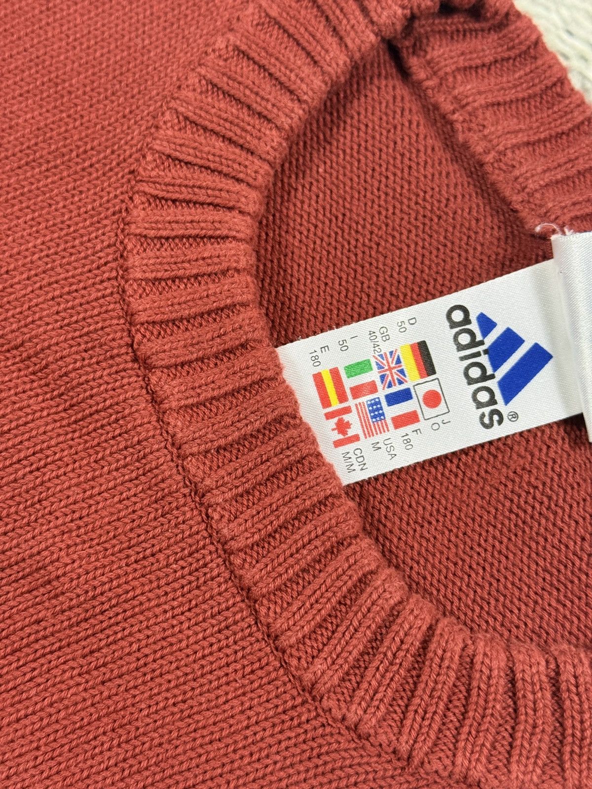 Adidas Adidas sweater red big logo 2000s knit Size US M / EU 48-50 / 2 - 4 Thumbnail