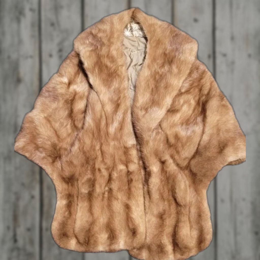 Vintage Unbranded Shawl Cape Fur Tippet Natural Mink Fur Beige M/L Women All Seasons Fall Spring Winter Summer Party/Cocktail Shawl Collar Size M / US 6-8 / IT 42-44 - 1 Thumbnail