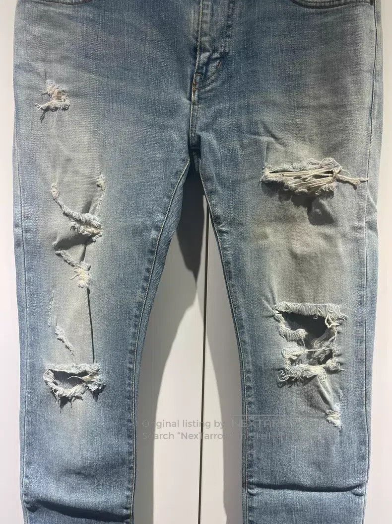 Saint Laurent Paris Saint Laurent Paris Blue Big Destroyed Denim Jeans Size US 31 - 3 Thumbnail