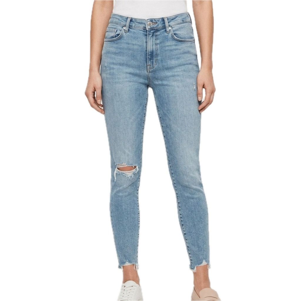 Allsaints AllSaints Blue Phoenix Distressed Raw Hem Skinny Jeans sz 30 Size 26" / US 2 / IT 38 - 2 Thumbnail