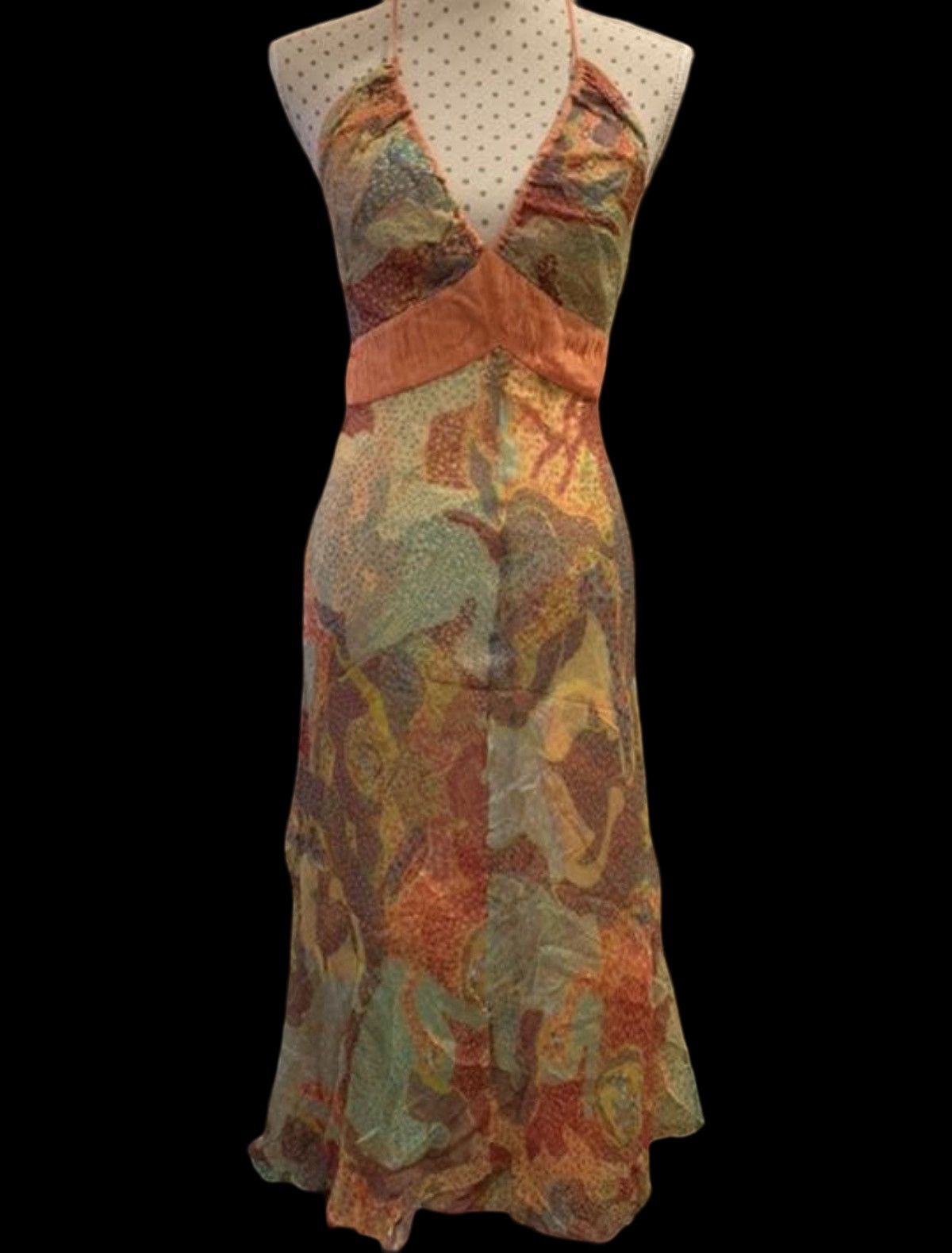 Other Catherine Malandrino 100% Silk Halter Maxi Dress Size S / US 4 / IT 40 - 1 Thumbnail