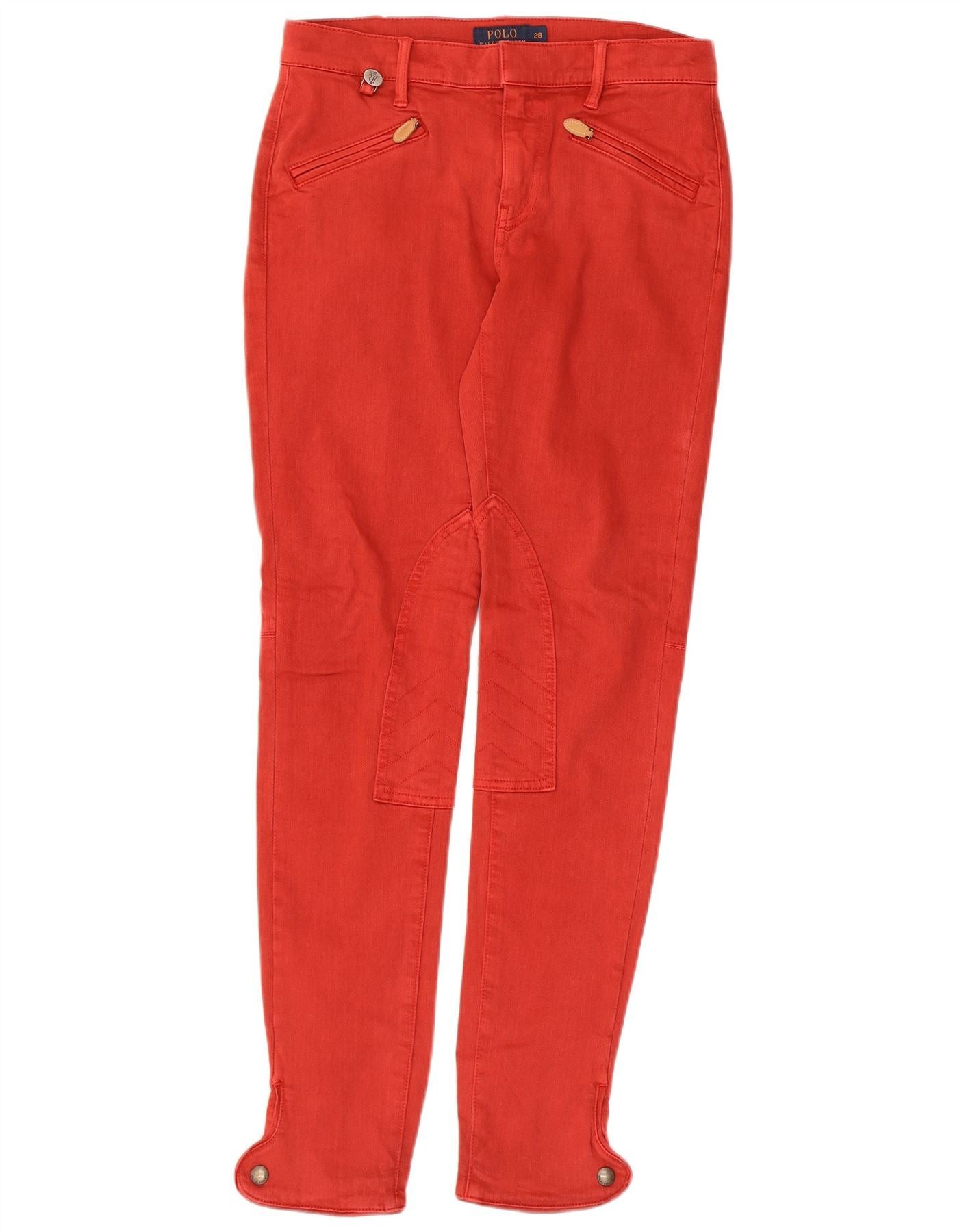 Polo Ralph Lauren Womens Slim Casual Trousers W28 L30 Red Cotton Size 24" / US 00 / IT 34 - 1 Thumbnail