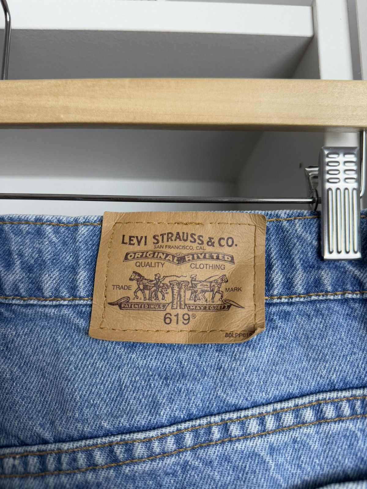 Levi's × Levi's Vintage Clothing × Vintage Vintage 90s Levis 619 orange tab baggy denim pants 33x32 80s Size US 33 - 5 Thumbnail