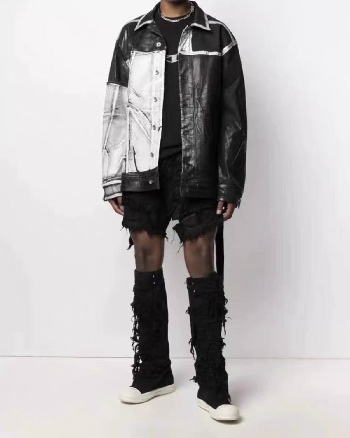 Rick Owens Rick Owens 2022 Worker Jacket Waxed Canvas & Denim Patchwork Size US M / EU 48-50 / 2 - 9 Thumbnail