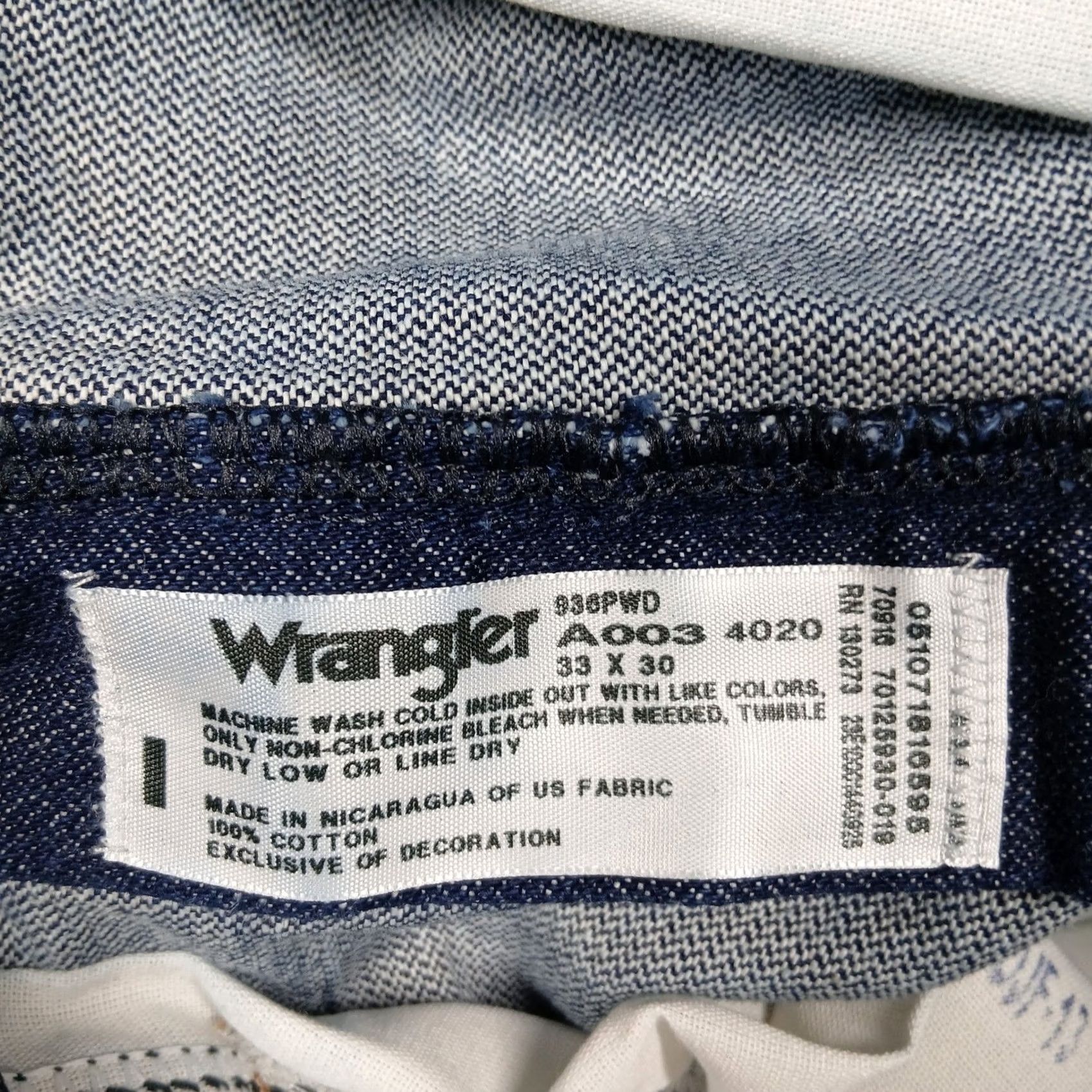 Wrangler Wrangler Jeans Cowboy Cut Blue Denim 33x30 Men Slim/Classic Fit Straight Leg Jeans Denim Cotton Size US 33 - 5 Thumbnail