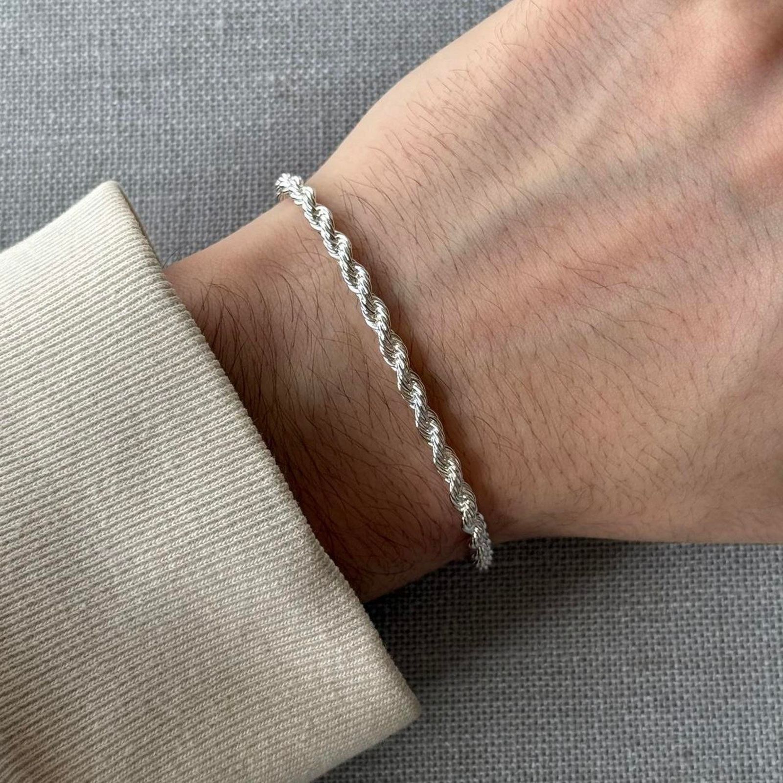 Other Silver twisted rope chain bracelet MENS2 Size ONE SIZE - 1 Thumbnail