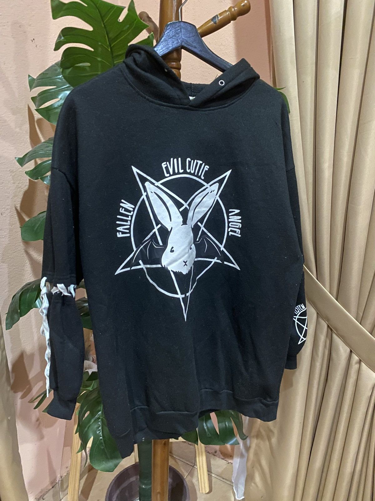 If Six Was Nine Gothic “Evil Cutie” Black Hoodie - Edgy Bunny Pentagram Size US L / EU 52-54 / 3 - 3 Thumbnail