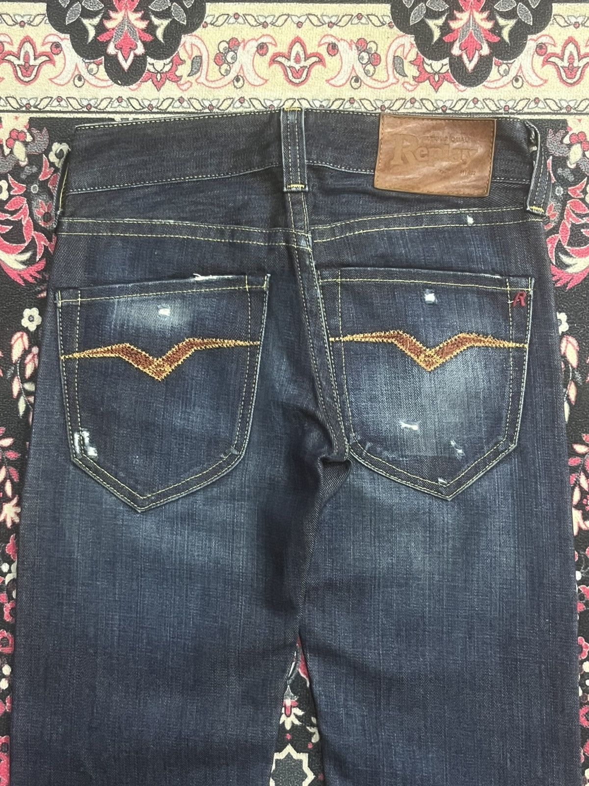 Replay Vintage Replay Dark Blue Faded Washed Frayed Leg Flare Jeans Size 26" / US 2 / IT 38 - 8 Thumbnail