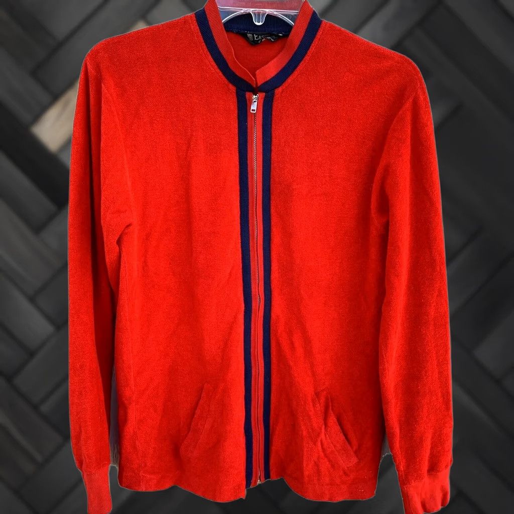 Vintage VINTAGE Easley Track Jacket Combed Cotton Red W/ Blue Metal Zip M Mens Regular Long Sleeve Full-Zip Athletic Lightweight Pockets Zipper Size US M / EU 48-50 / 2 - 1 Thumbnail