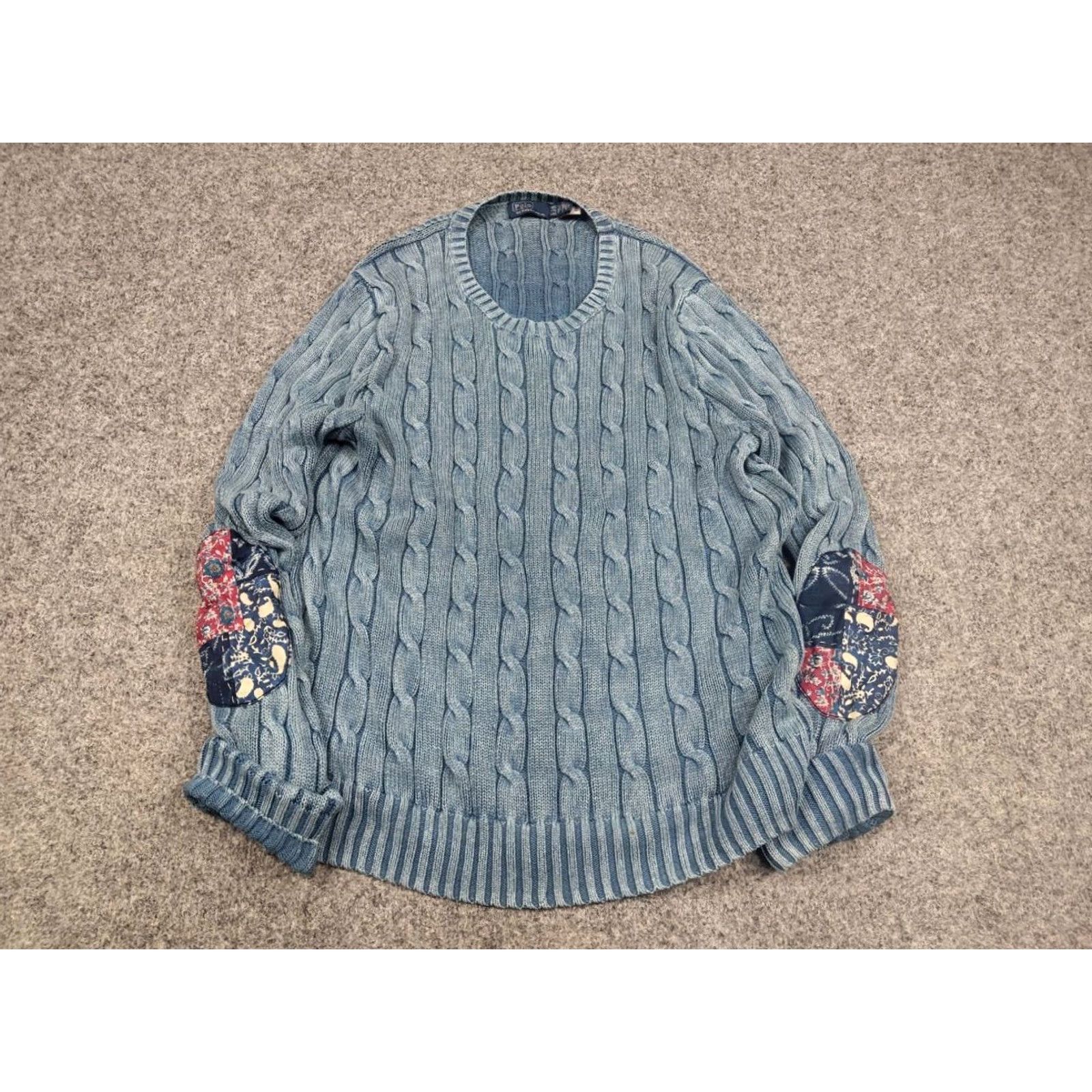 Polo Ralph Lauren VINTAGE Polo Ralph Lauren Indigo Patchwork Elbow Knit Sweater XL Women Blue Polo Ralph Lauren Indigo Patchwork Elbow Knit Sweater Vintage Size XL / US 12-14 / IT 48-50 - 4 Thumbnail